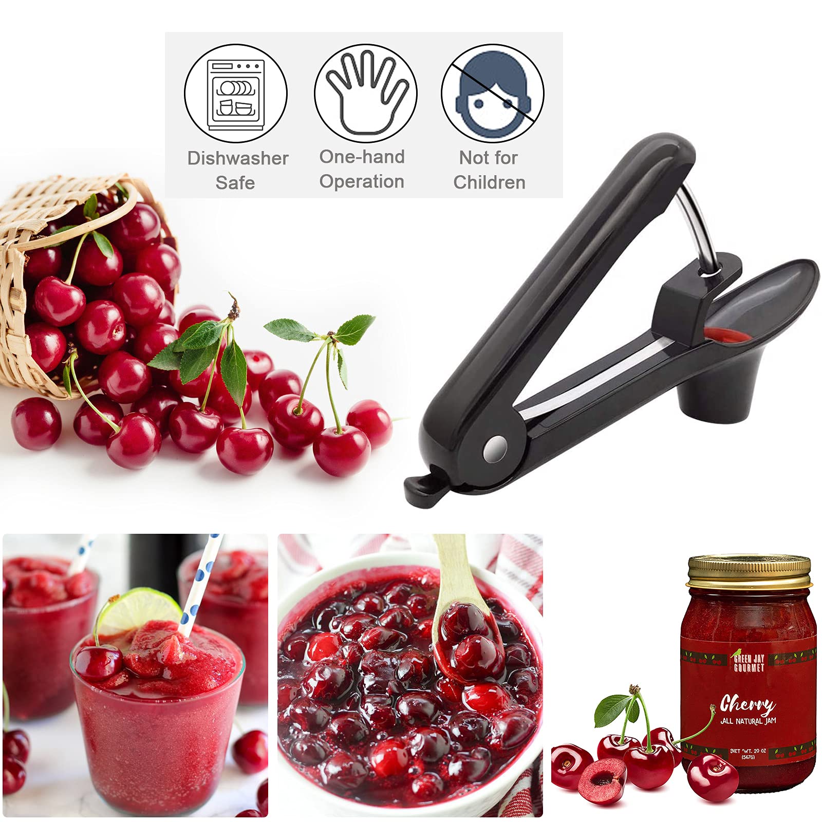 Cherry Pitter,Cherry Seed Remover Olives Pitter Tool With Space-Saving Lock Design,Multi-Function Fruit Pit Remover For Making C