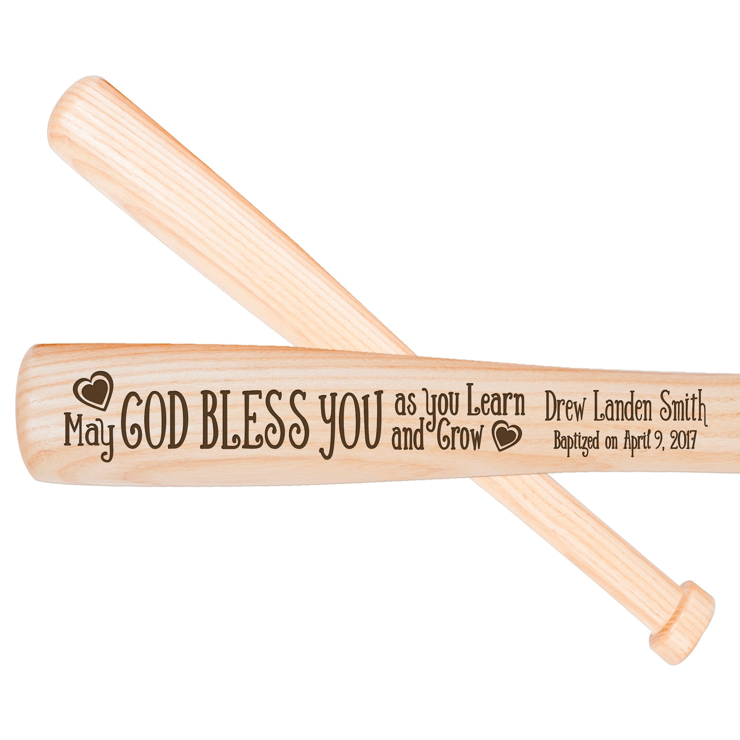 LifeSong Milestones Personalized baptism 1st holy communion Custom Christening baseball bat 18 L X 1.75 (May God Bless You)