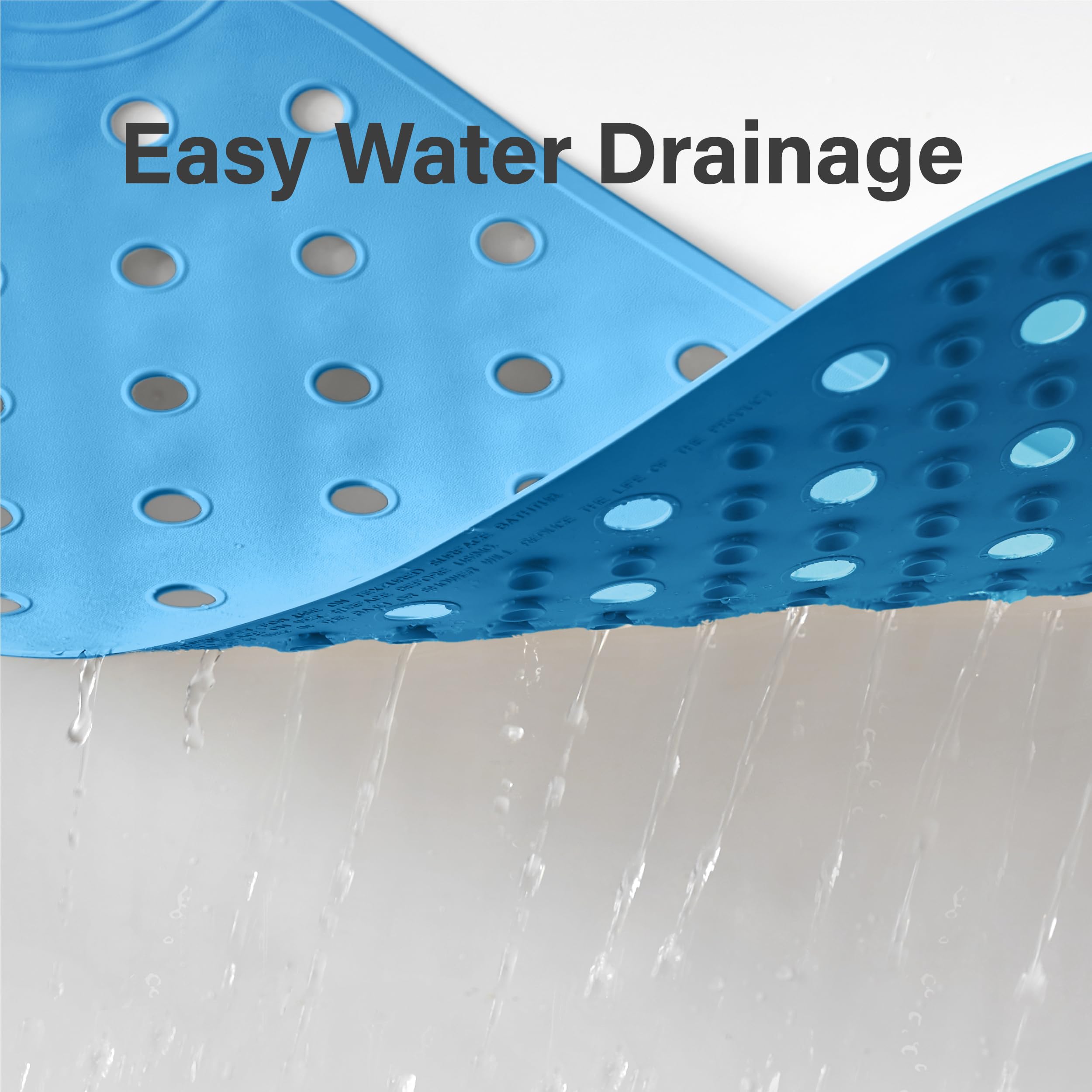 Selfsuite Rubber Bathtub Mat Shower Mat Non-Slip, 31X14 Inch, Bath Tub Floor Mat With Suction Cups And Drainage Holes, Blue
