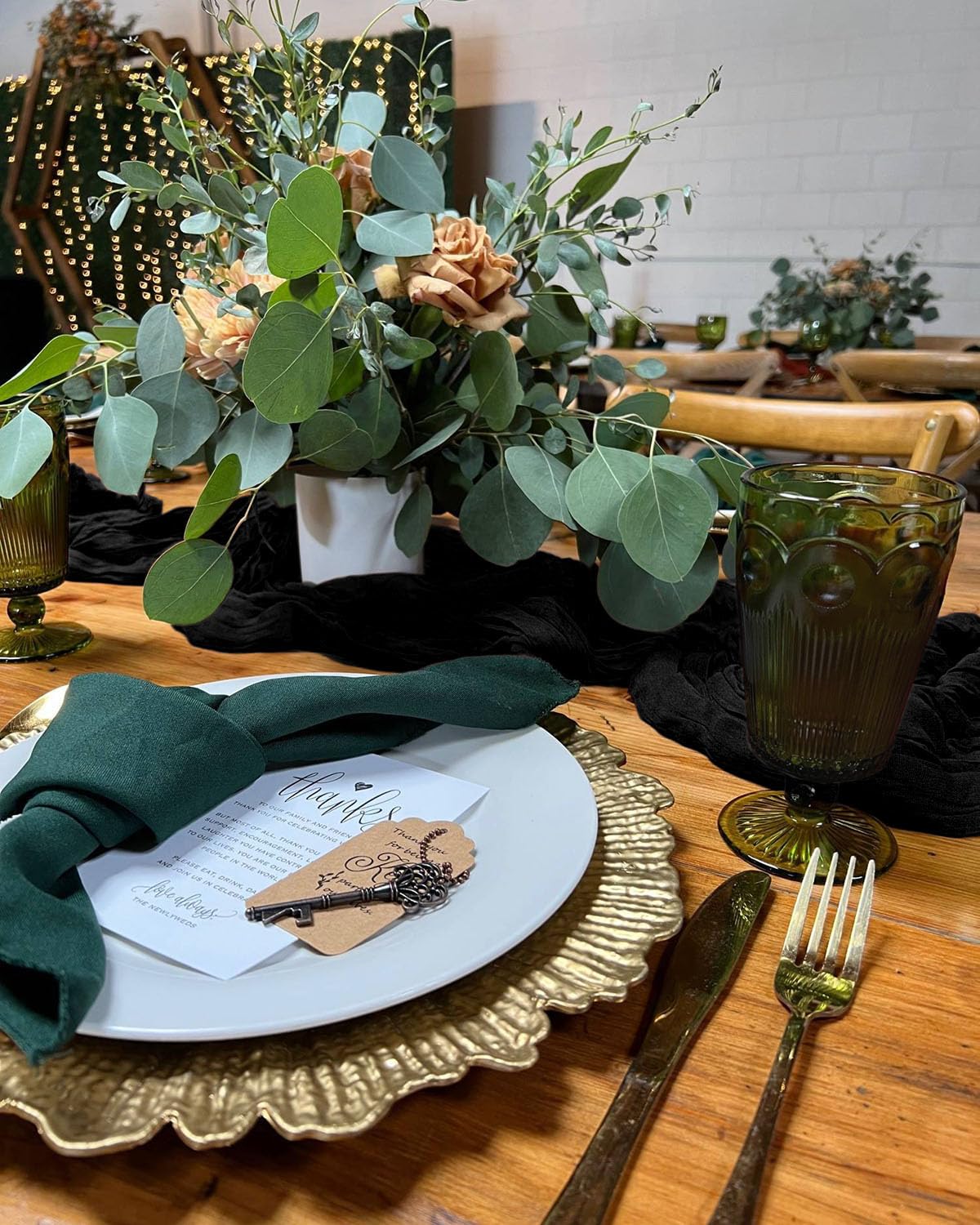 Fusenyuan Black Cheesecloth Table Runner 10Ft 5Pcs Rustic Gauze Table Runner 120 Inches Long For Boho Wedding Bridal Shower Baby