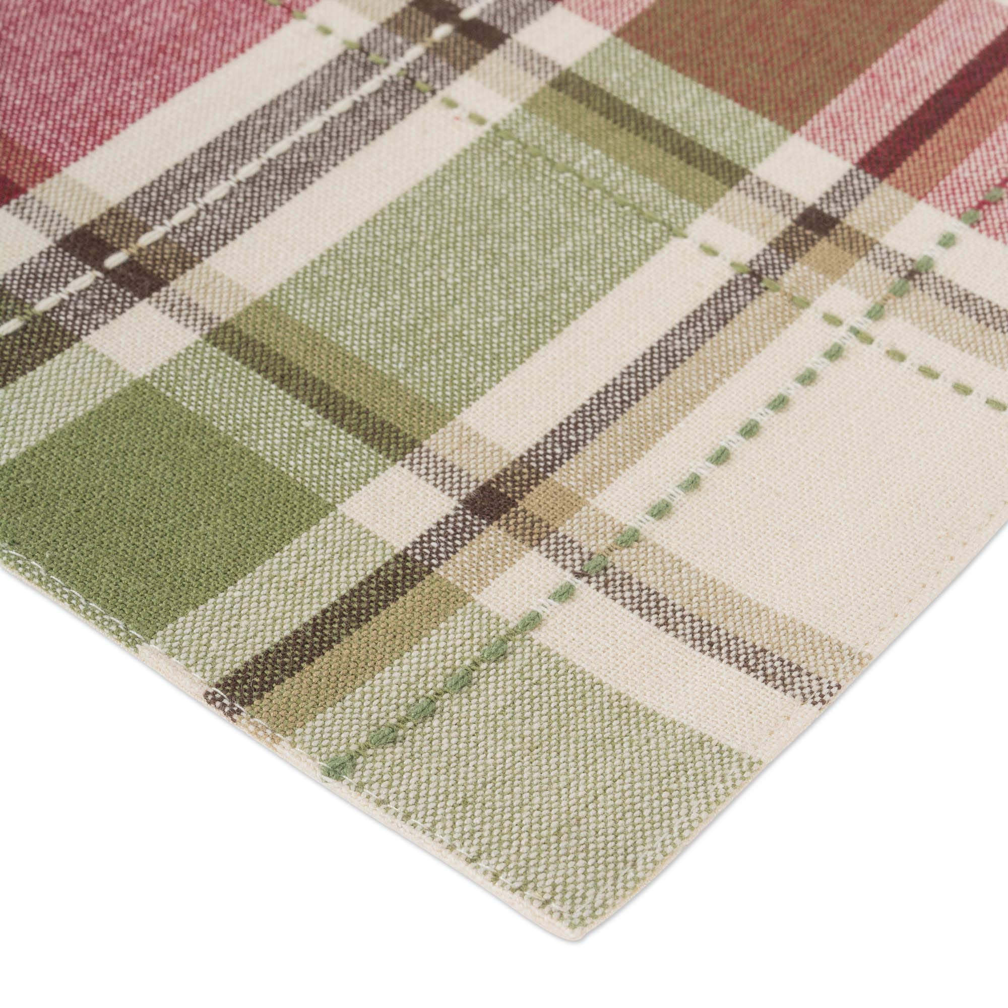 Dii Fall & Thanksgiving Dining Table D  Cor Reusable Cotton Fabric, Placemat Set, 13X19, Rustic Homespun Plaid, 4 Piece