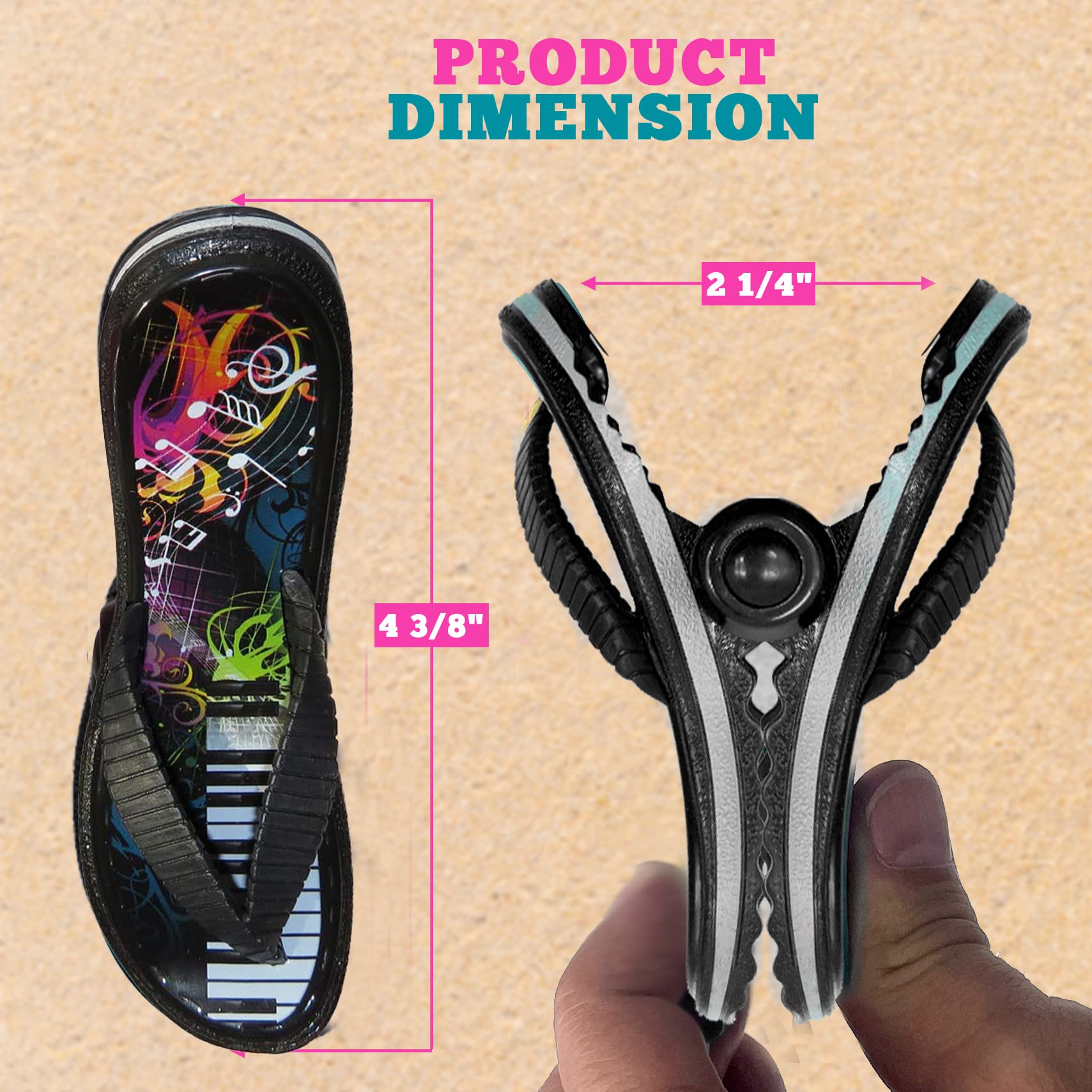 PERFORMORE Flip Flop Beach Towel Clips (Black)  Set of 2  Portable Towel Holder Clips  Secure Clips for Beach Chairs Deck Patio Pool Boat Cruise Lounge Chair Accessories