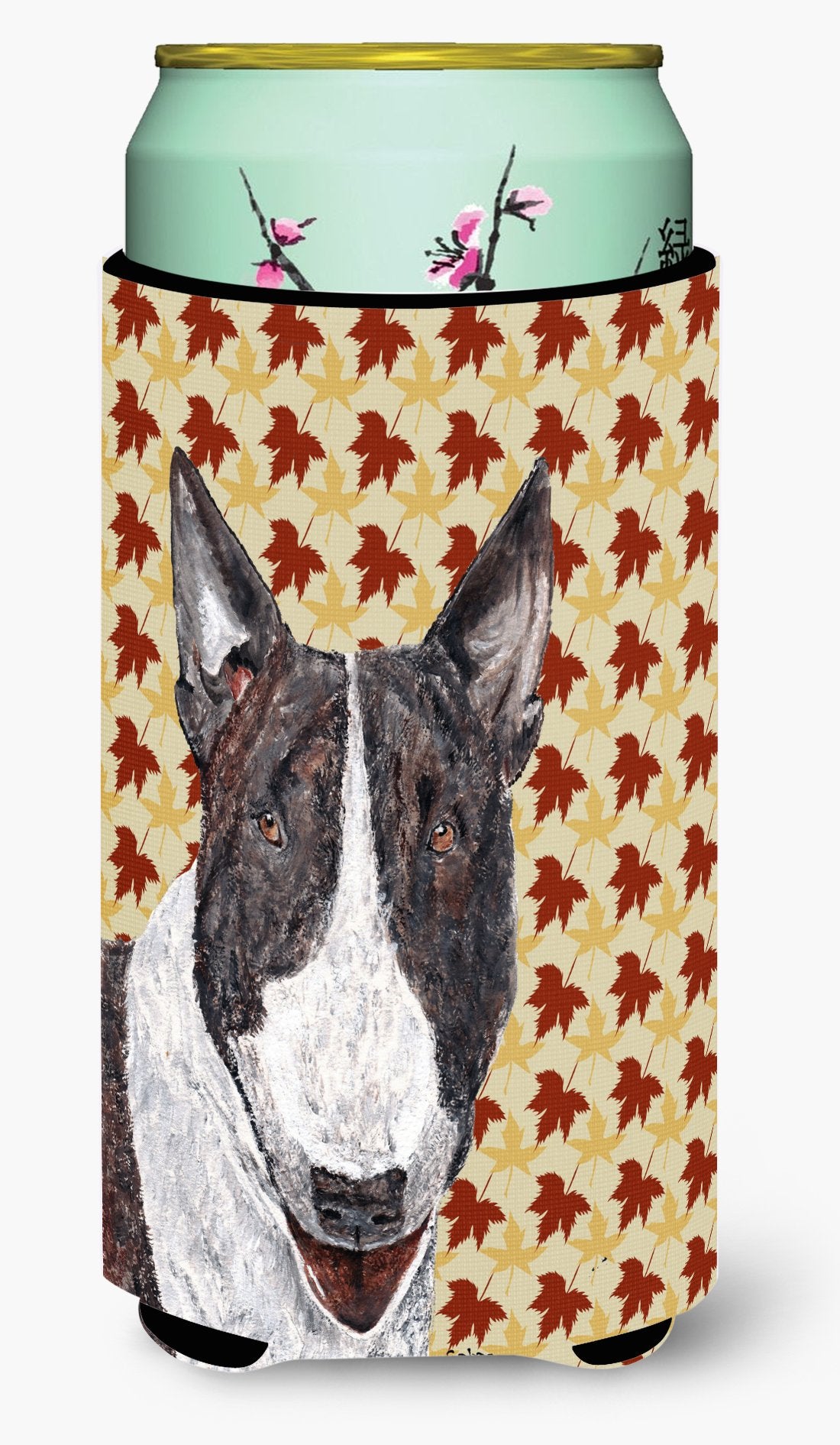 Bull Terrier Fall Leaves Tall Boy Beverage Insulator Beverage Insulator Hugger