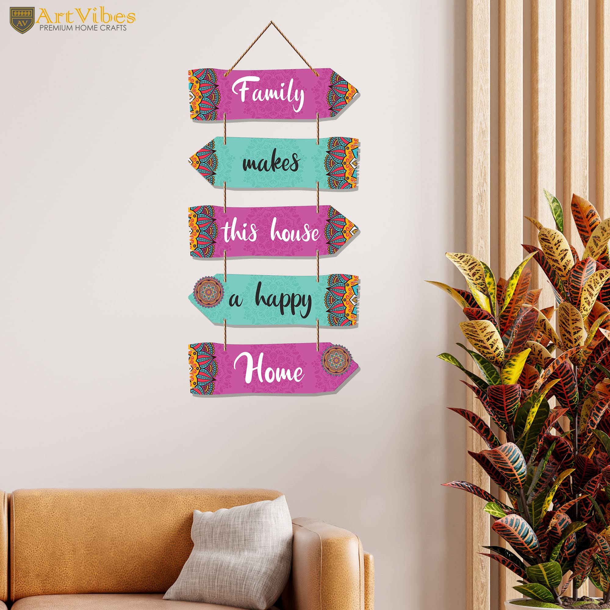 Artvibes Family Quotes Decorative Art MDF Wooden Wall Hanger for Living Room | Bedroom | Gift |Decorative Hangings for Home Dcor