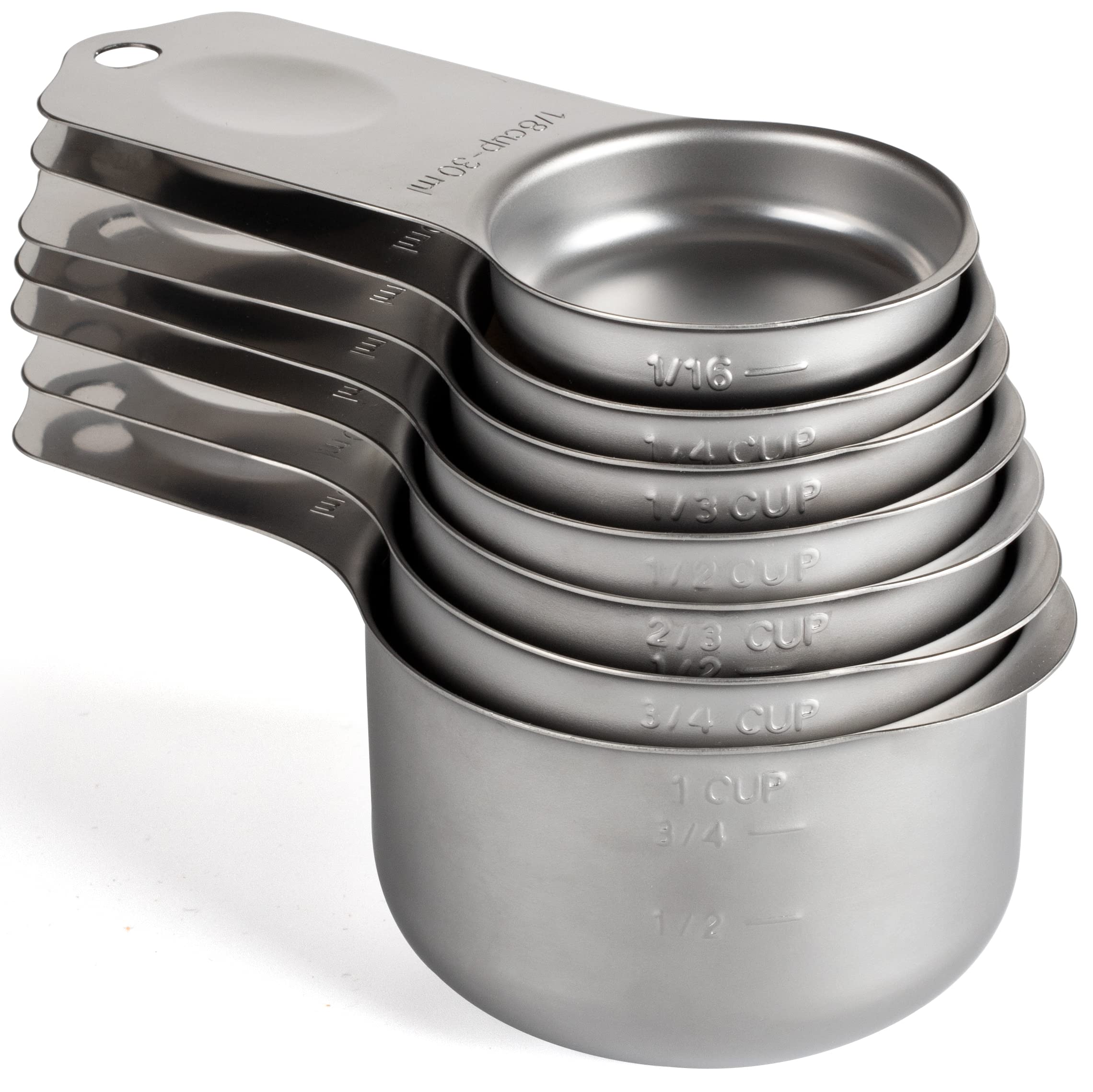 Stainless Steel Measuring Cups Set Of 7 Stackable Heavy Duty Measuring Cups For Dry And Liquid Ingredients