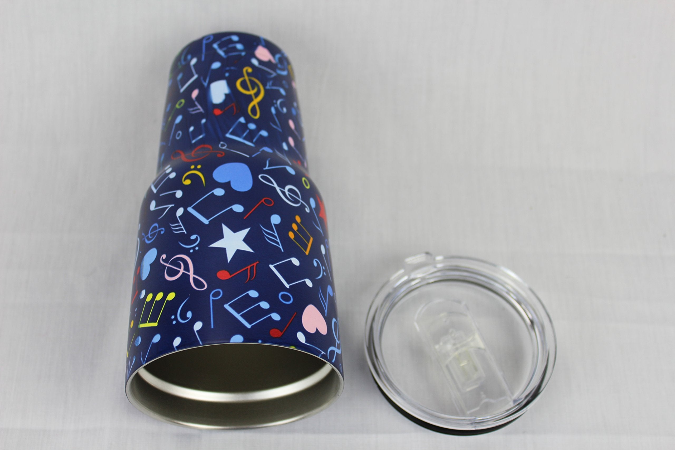 Music Note Tumbler Cup 30 Oz With Lid, Straw And Cleaner, 30 Oz Gift For Mom Teacher Piano Travel Coffee Mug, Stainless Steel, V