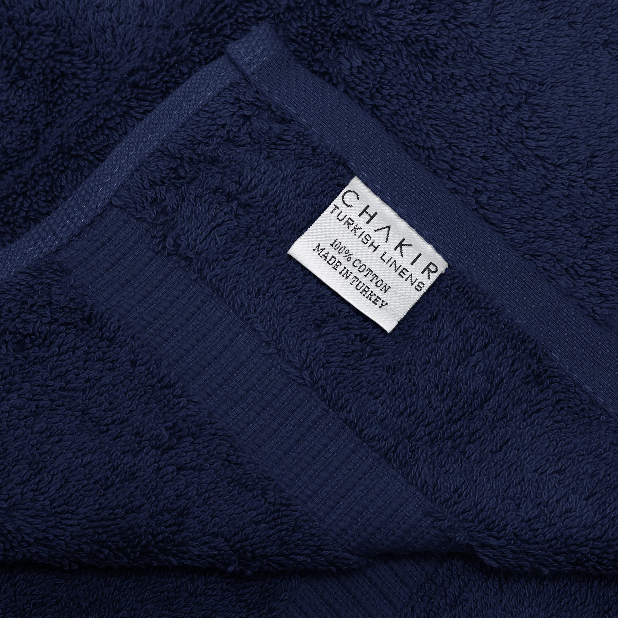 Chakir Turkish Linens 100% Cotton Premium Turkish Towels for Bathroom | 13'' x 13'' (6-Piece Washcloth  Navy)