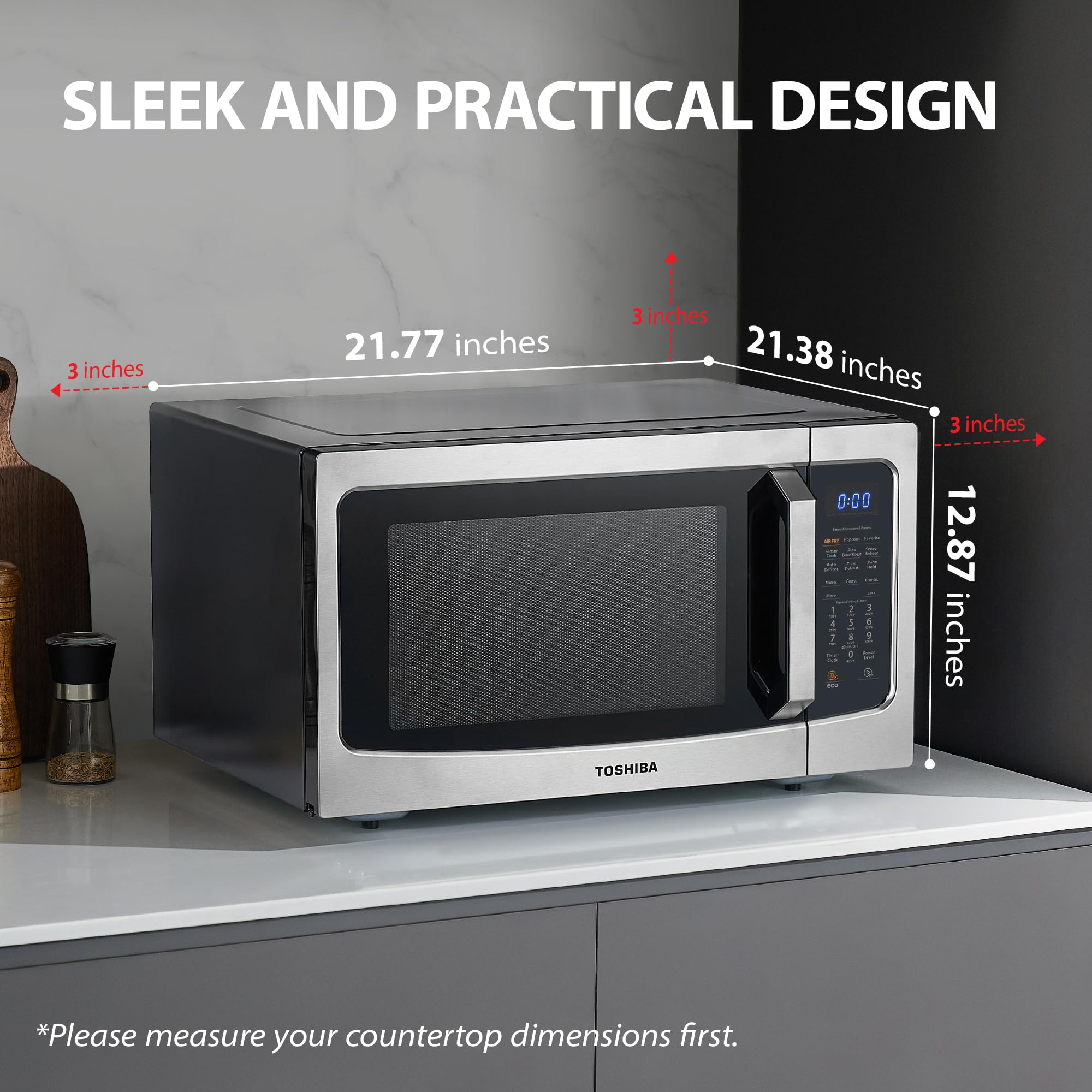 Toshiba 4-In-1 Ml-Ec42P(Ss) Countertop Microwave Oven, Smart Sensor, Convection, Air Fryer Combo, Mute Function, Position Memory