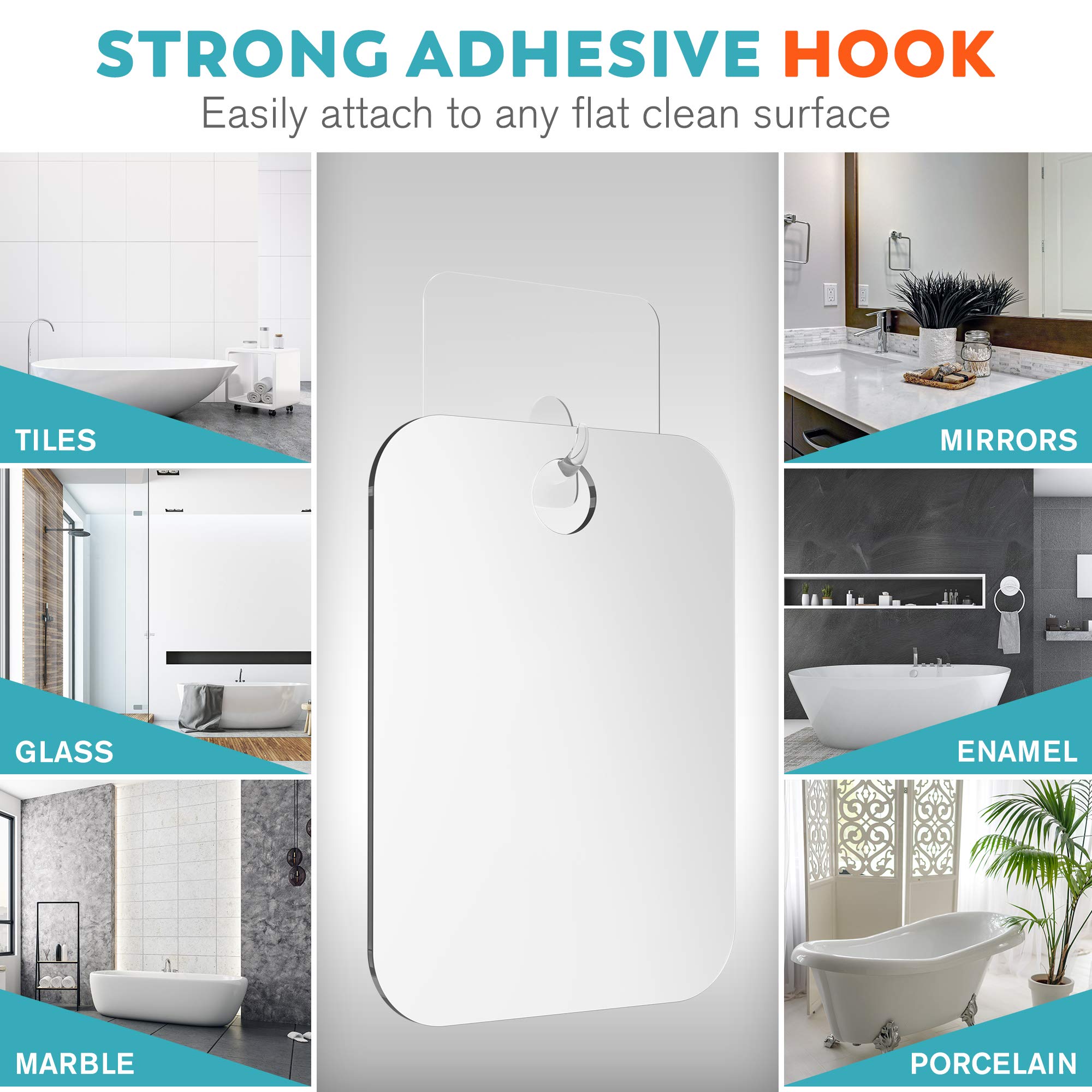 Honeybull Shower Mirror Fogless For Shaving - Flat Anti Fog Mirror With Razor Holder For Shower, Mirrors, Shower Accessories, Ba