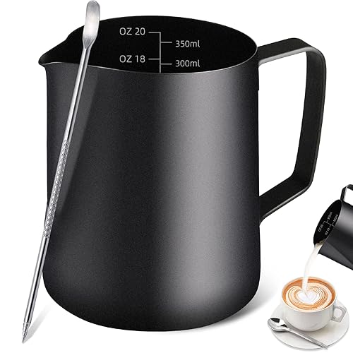 Milk Frothing Pitcher  12OZ/350ML Stainless Steel Espresso Steaming Pitcher Coffee Milk Frother Cup with Decorating Art Pen for Espresso Machine  Milk Frother  Latte Art