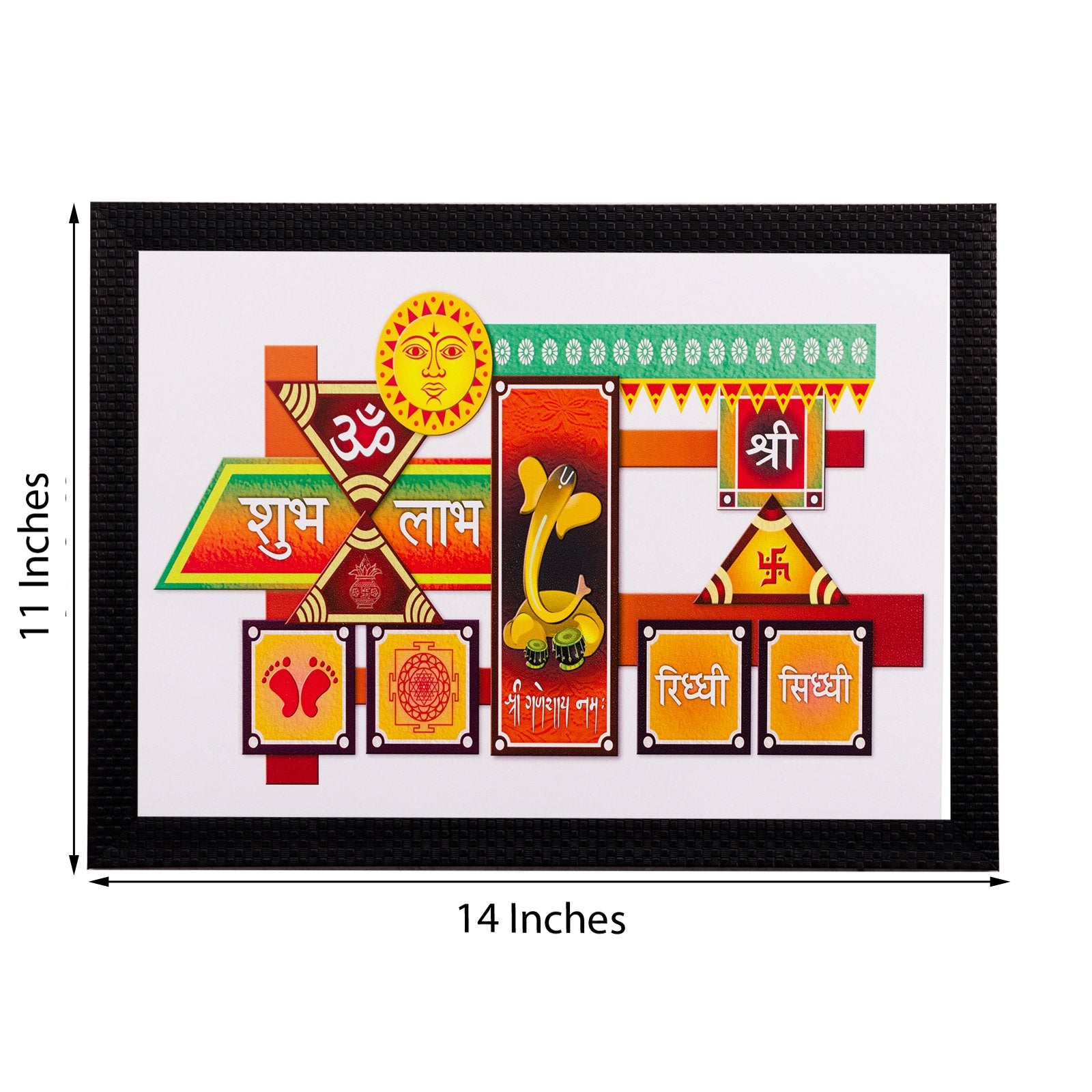 Ecraftindia Shree Riddhi Siddhi Uv Art Painting (Synthetic Wood, 36 Cm X 28 Cm, Matt Texture)