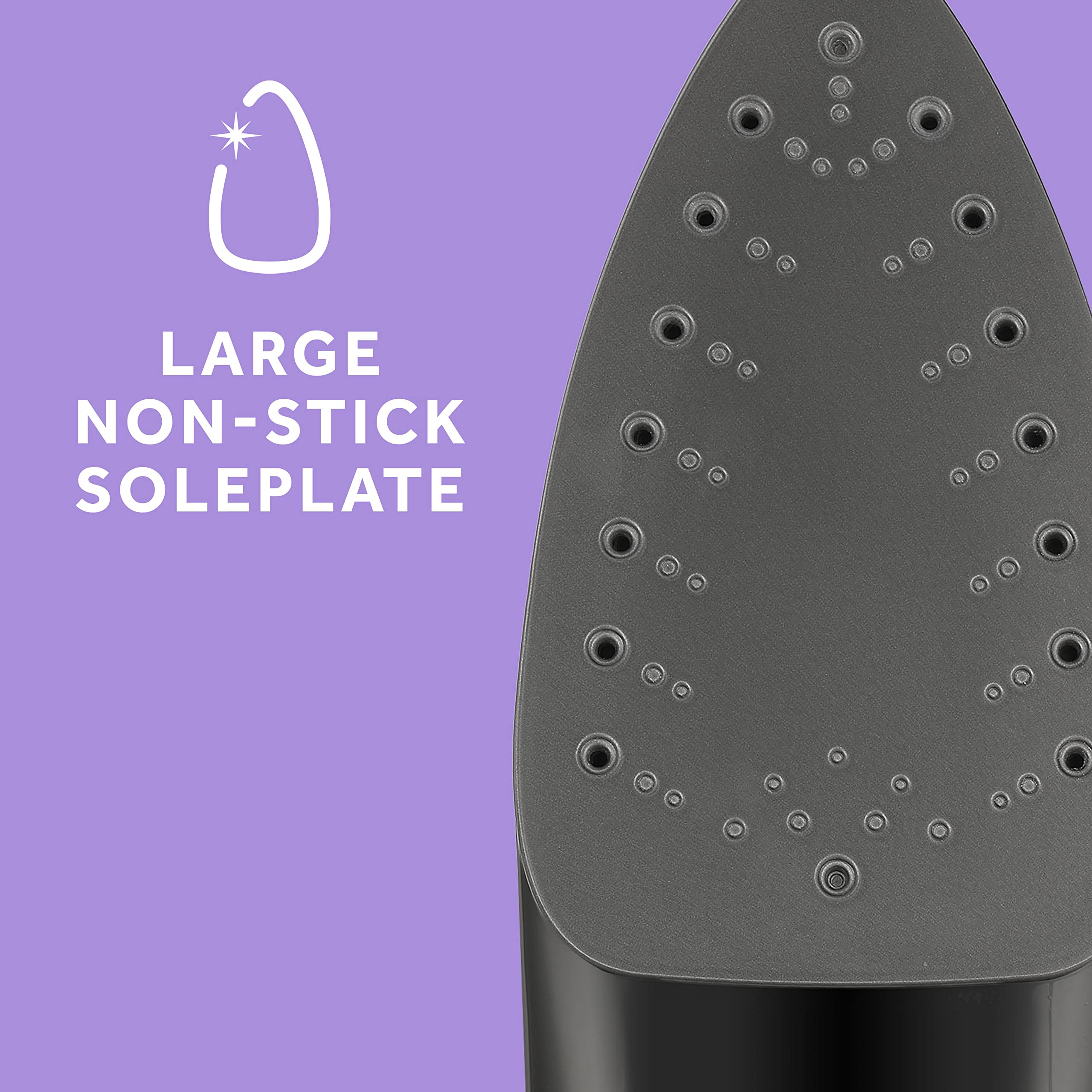 Sunbeam Steammaster Steam Iron, 1400 Watt, Large Anti-Drip Stainless Steel Nonstick Soleplate With 8' Retractable Cord, Horizont