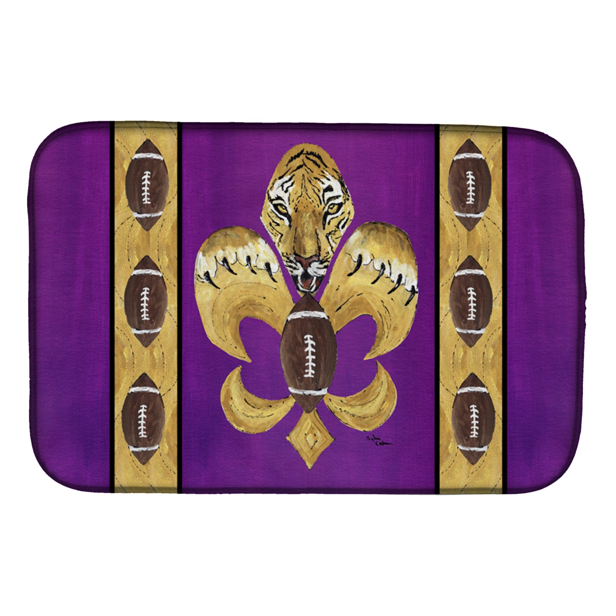 'Caroline'S Treasures Tiger Football Fleur De Lis Dish Drying Mat, 14'''' X 21'''', Multicolor''