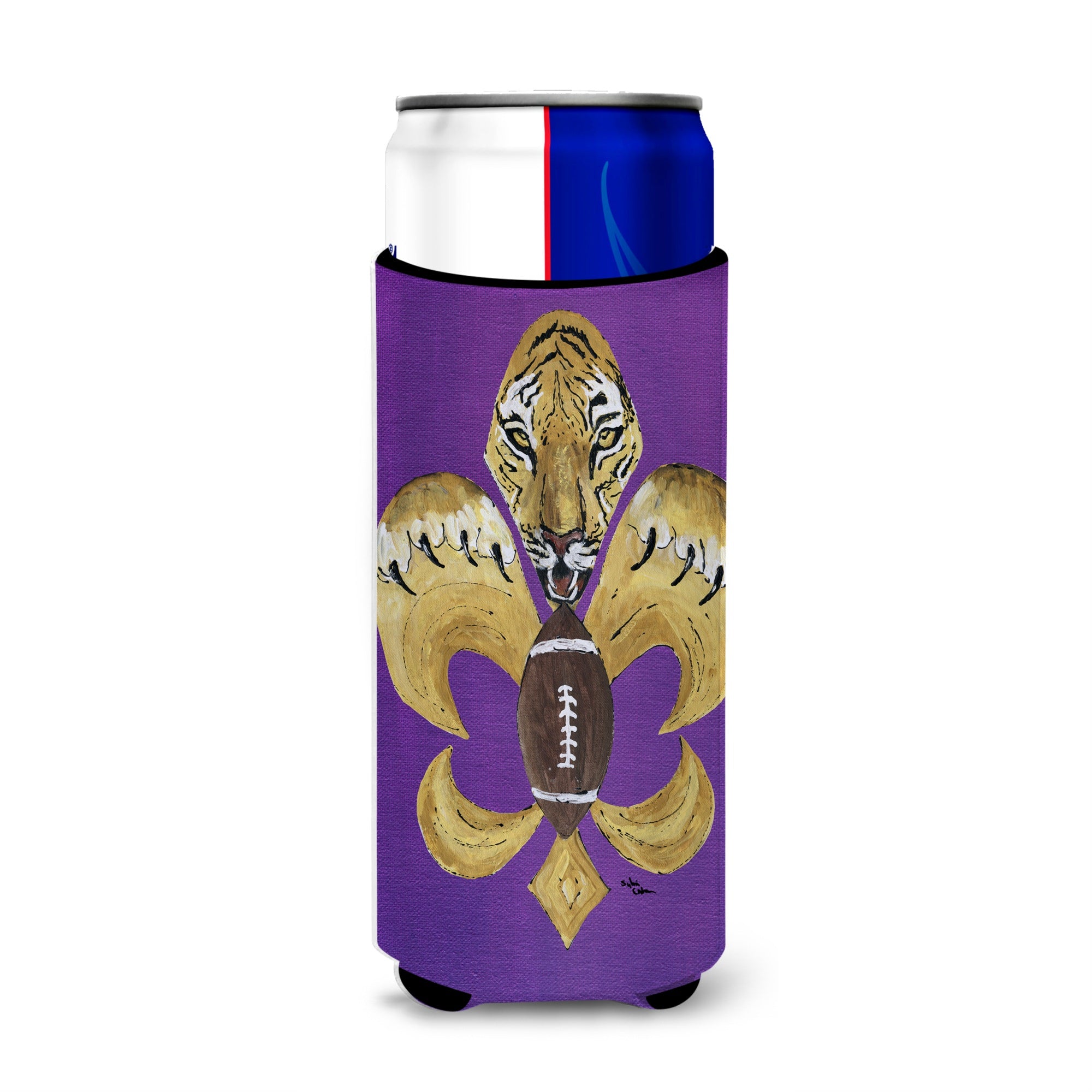 Tiger Football Fleur De Lis Ultra Beverage Insulators For Slim Cans 8205Muk