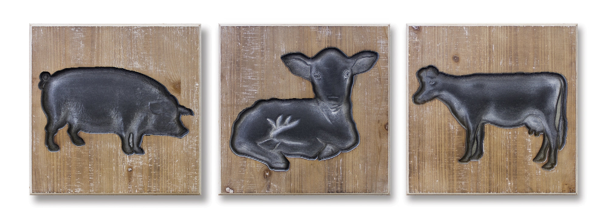 Animal Plaque (Set of 3) 14SQ Wood/MDF