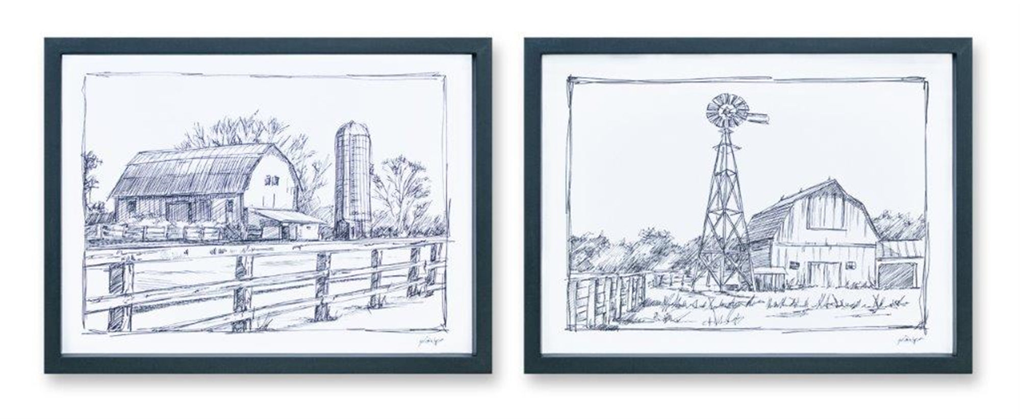 Framed Barn Print (Set Of 2)