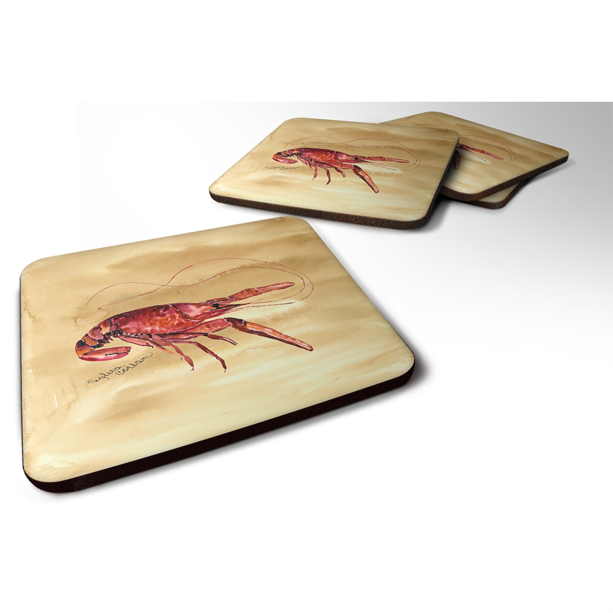 'Caroline'S Treasures 8230Fc Crawfish Foam Coasters (Set Of 4), 3.5'''' H X 3.5'''' W, Multicolor''