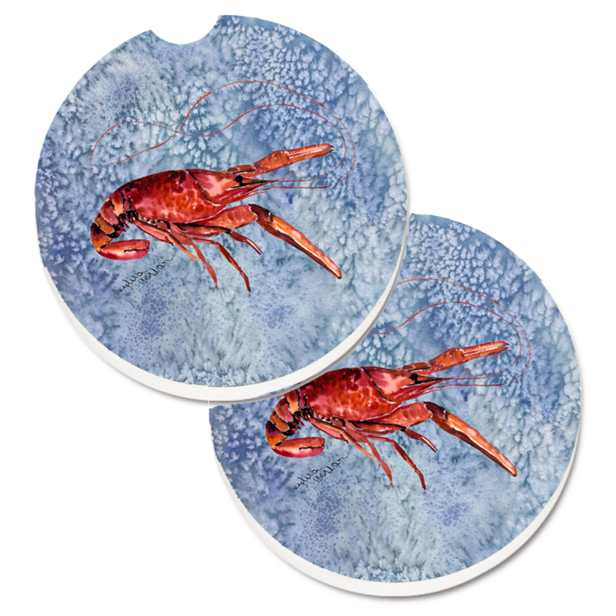 'Caroline'S Treasures Crawfish Set Of 2 Cup Holder Car Coasters 8231Carc, 2.56, Multicolor''
