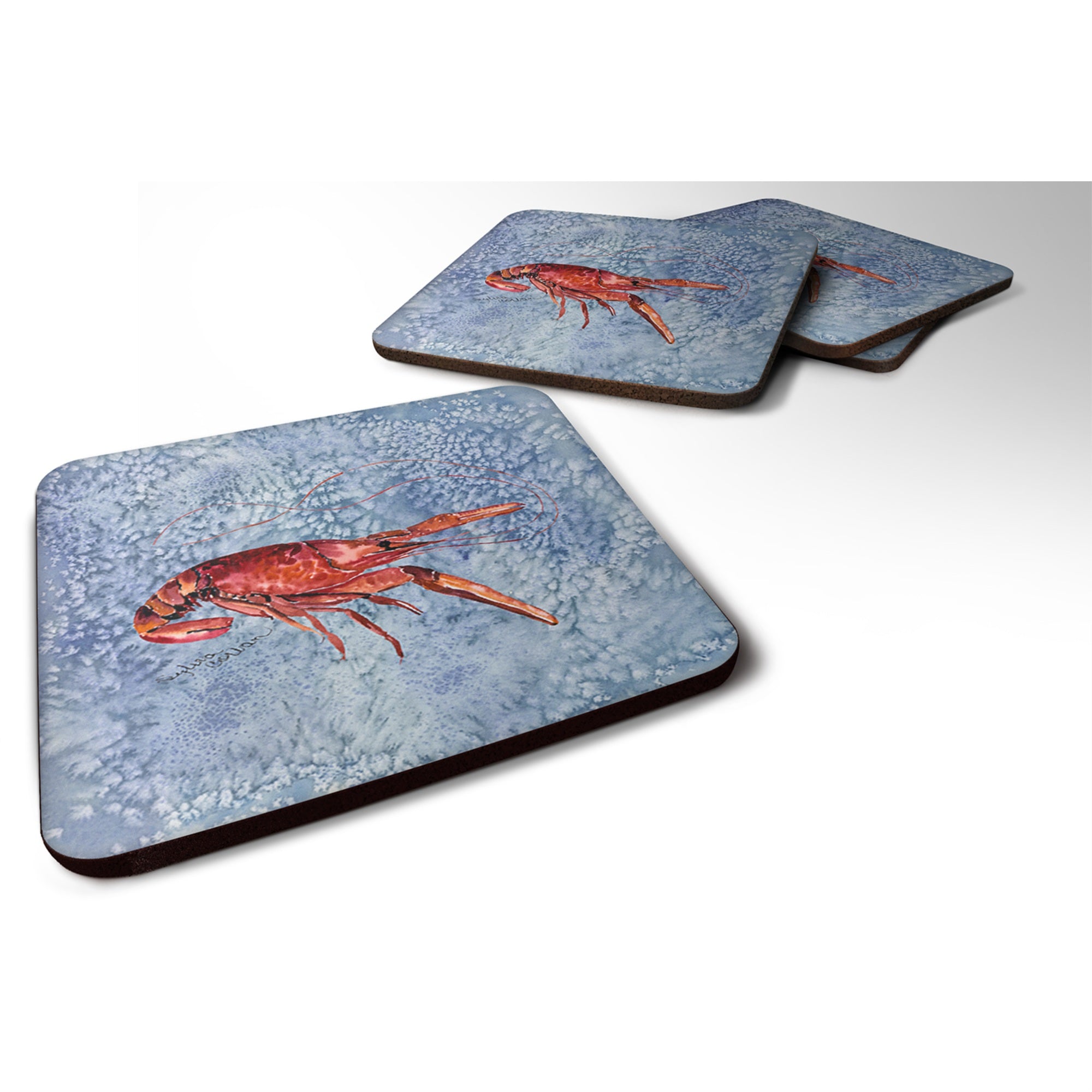 'Caroline'S Treasures 8231Fc Crawfish Foam Coasters (Set Of 4), 3.5'''' H X 3.5'''' W, Multicolor''
