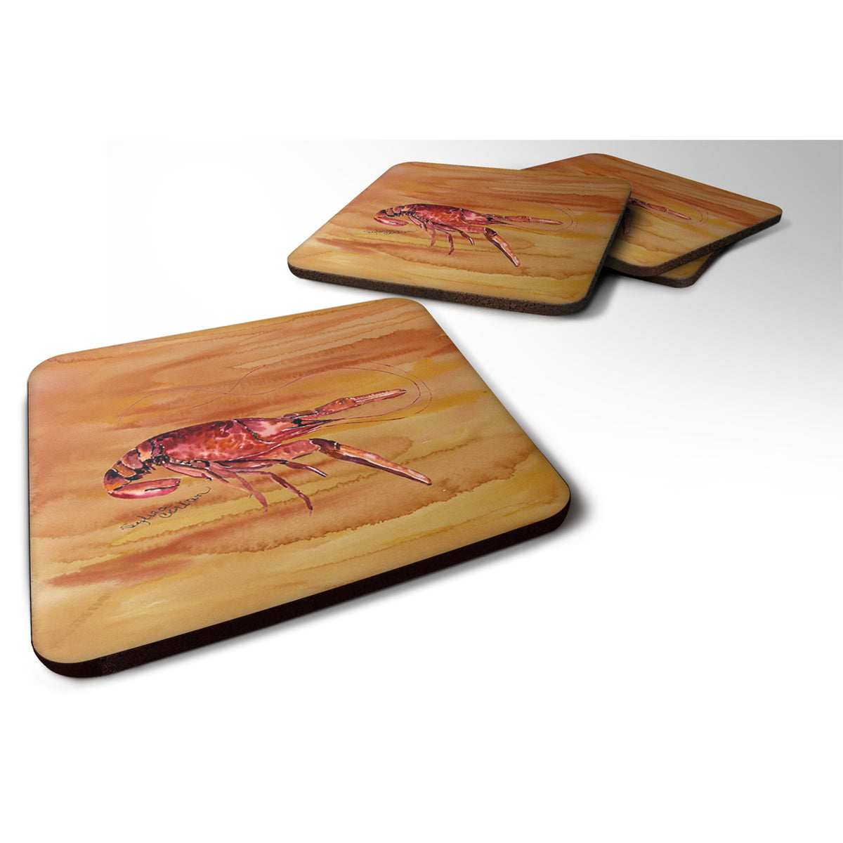 'Caroline'S Treasures 8232Fc Crawfish Foam Coasters (Set Of 4), 3.5'''' H X 3.5'''' W, Multicolor''
