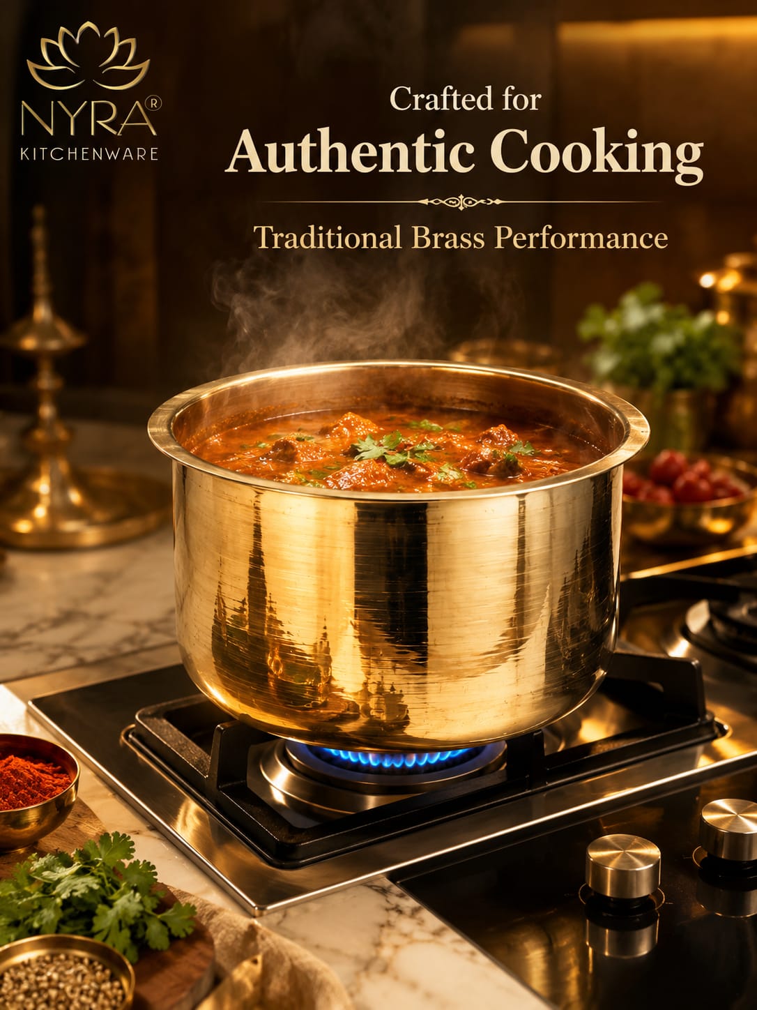 Pure Brass/Peetal Bhagona/Tope | Traditional Multipurpose Cooking Pot - 1.6 ltr