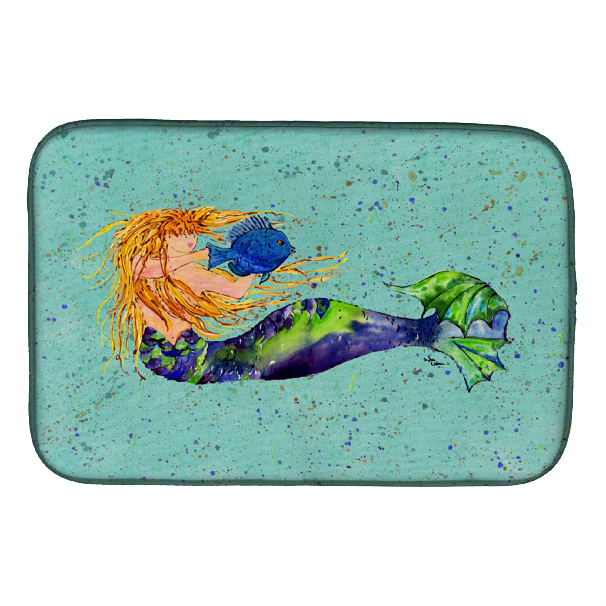 Carolines Treasures Mermaid Dish Drying Mat, 14 x 21, Multicolor