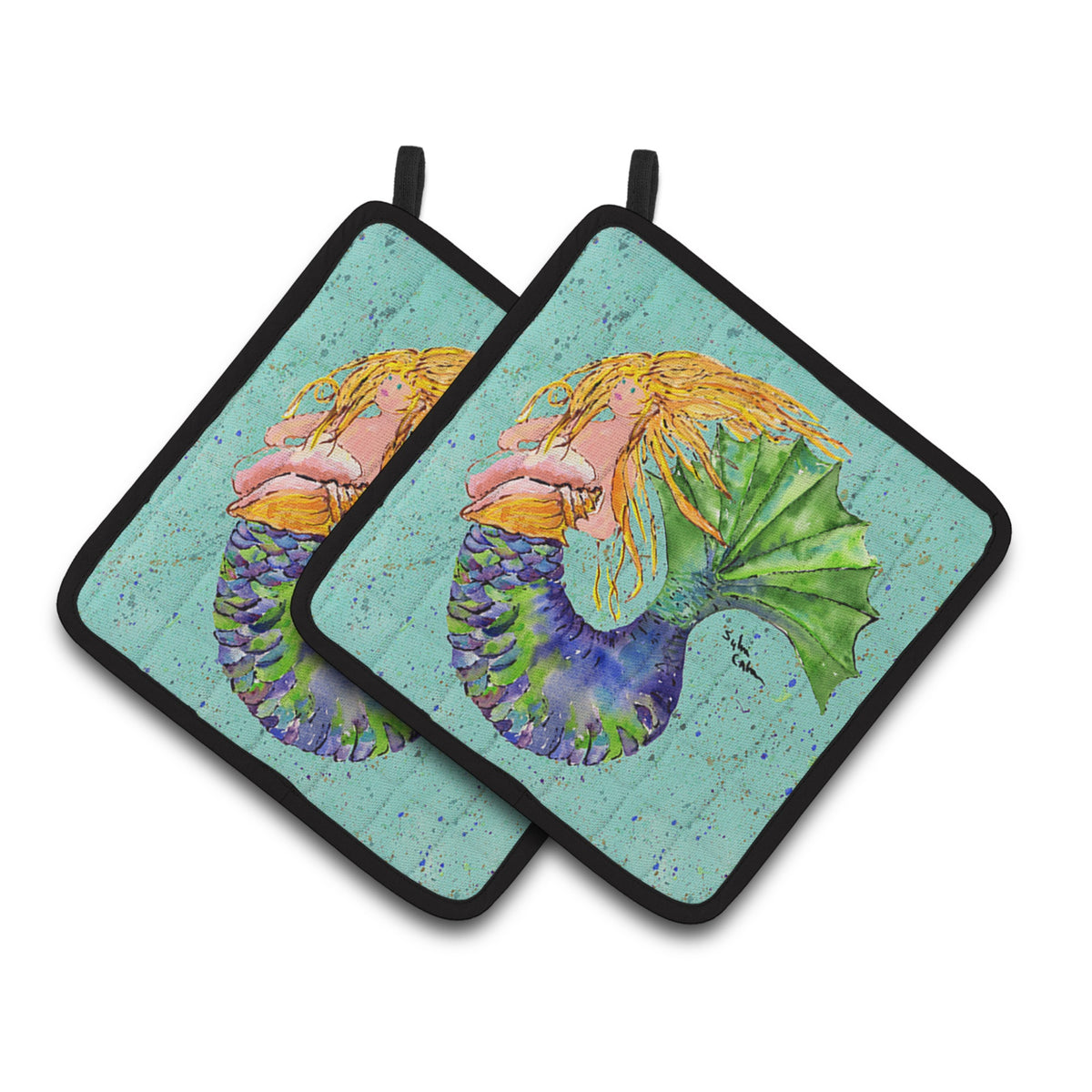 'Caroline'S Treasures Mermaid Pair Of Pot Holders 8336Pthd, 7.5Hx7.5W, Multicolor''