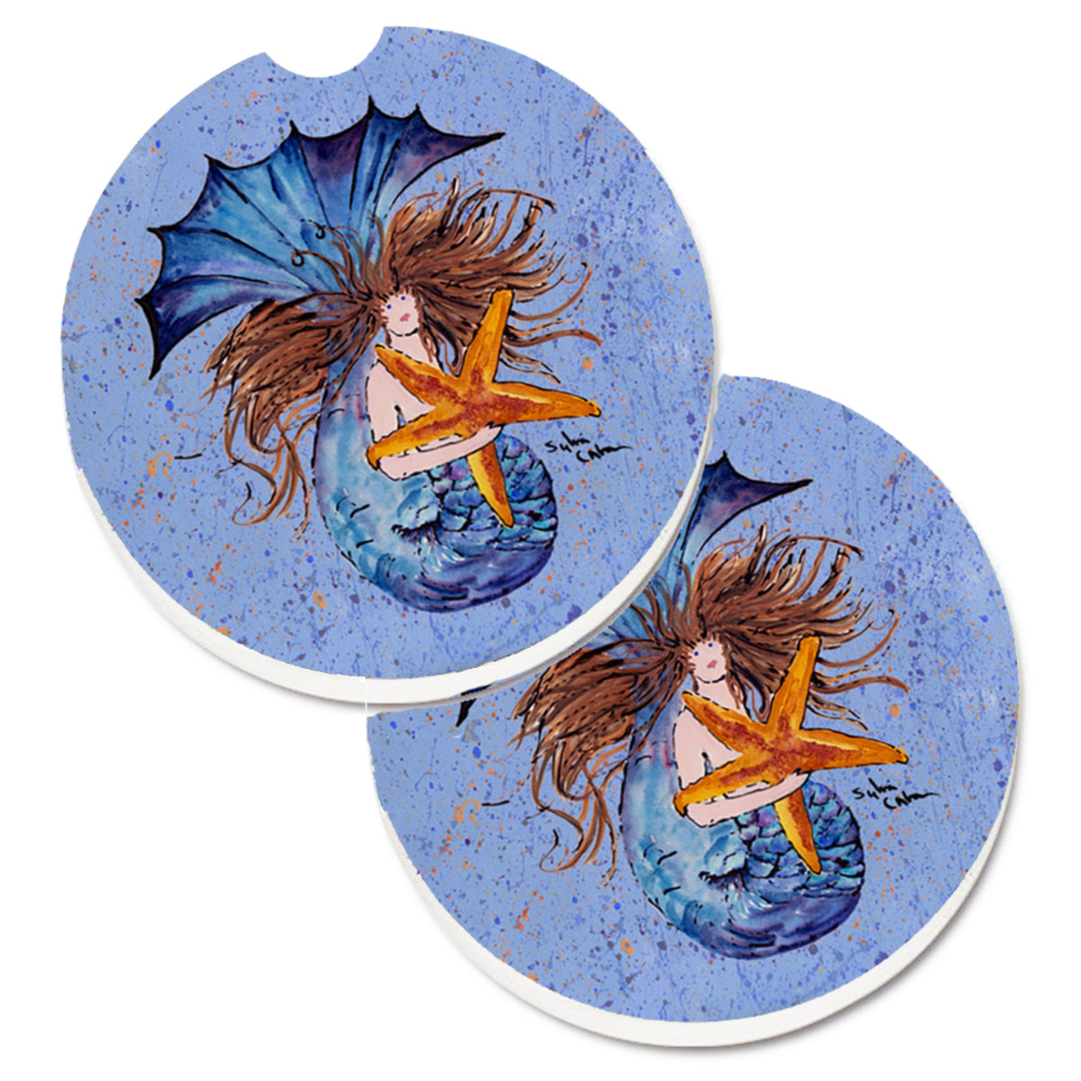 'Caroline'S Treasures Mermaid Set Of 2 Cup Holder Car Coasters 8337Carc, 2.56, Multicolor''