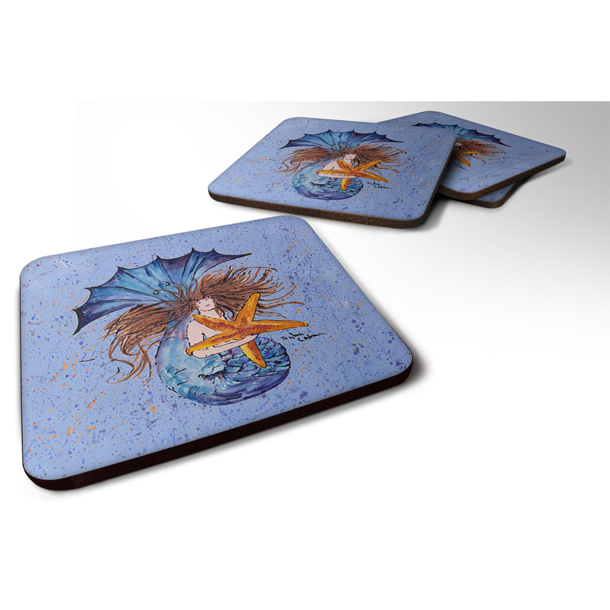 'Caroline'S Treasures 8337Fc Mermaid Foam Coasters (Set Of 4), 3.5'''' H X 3.5'''' W, Multicolor''