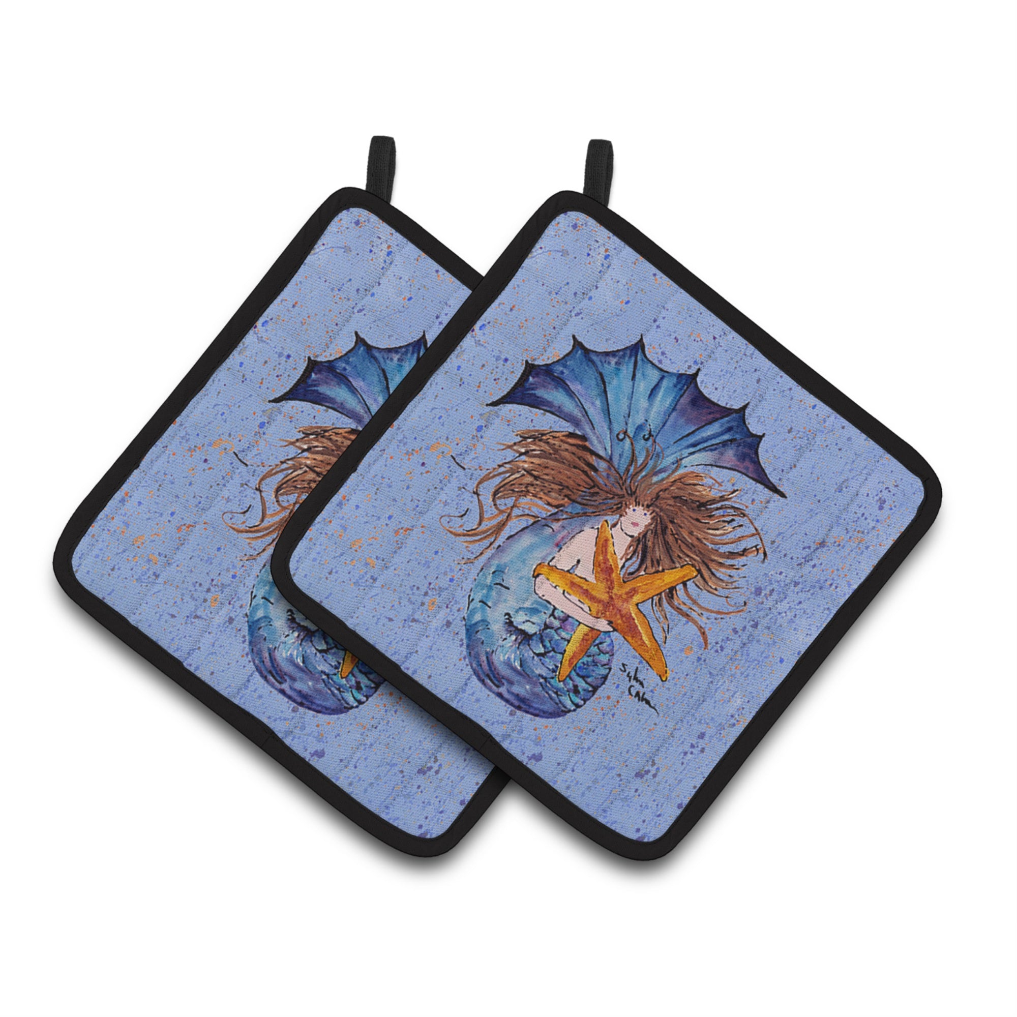 'Caroline'S Treasures Mermaid Pair Of Pot Holders 8337Pthd, 7.5Hx7.5W, Multicolor''