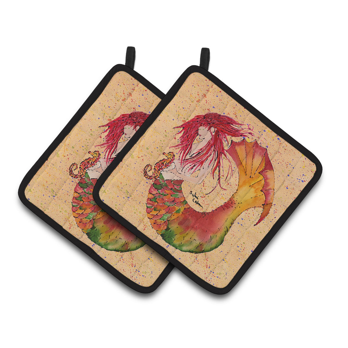 'Caroline'S Treasures Mermaid Pair Of Pot Holders 8339Pthd, 7.5Hx7.5W, Multicolor''