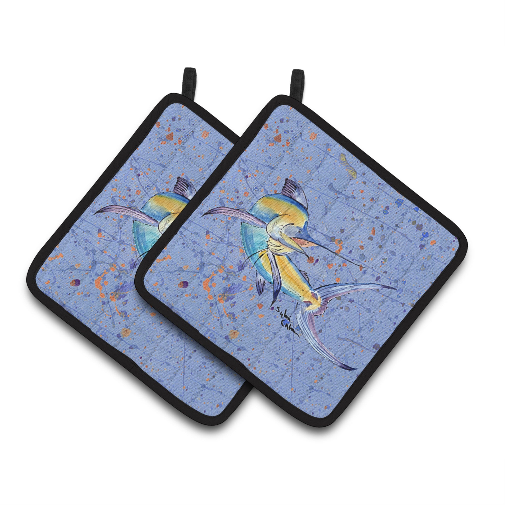 'Caroline'S Treasures Blue Marlin Pair Of Pot Holders 8350Pthd, 7.5Hx7.5W, Multicolor''