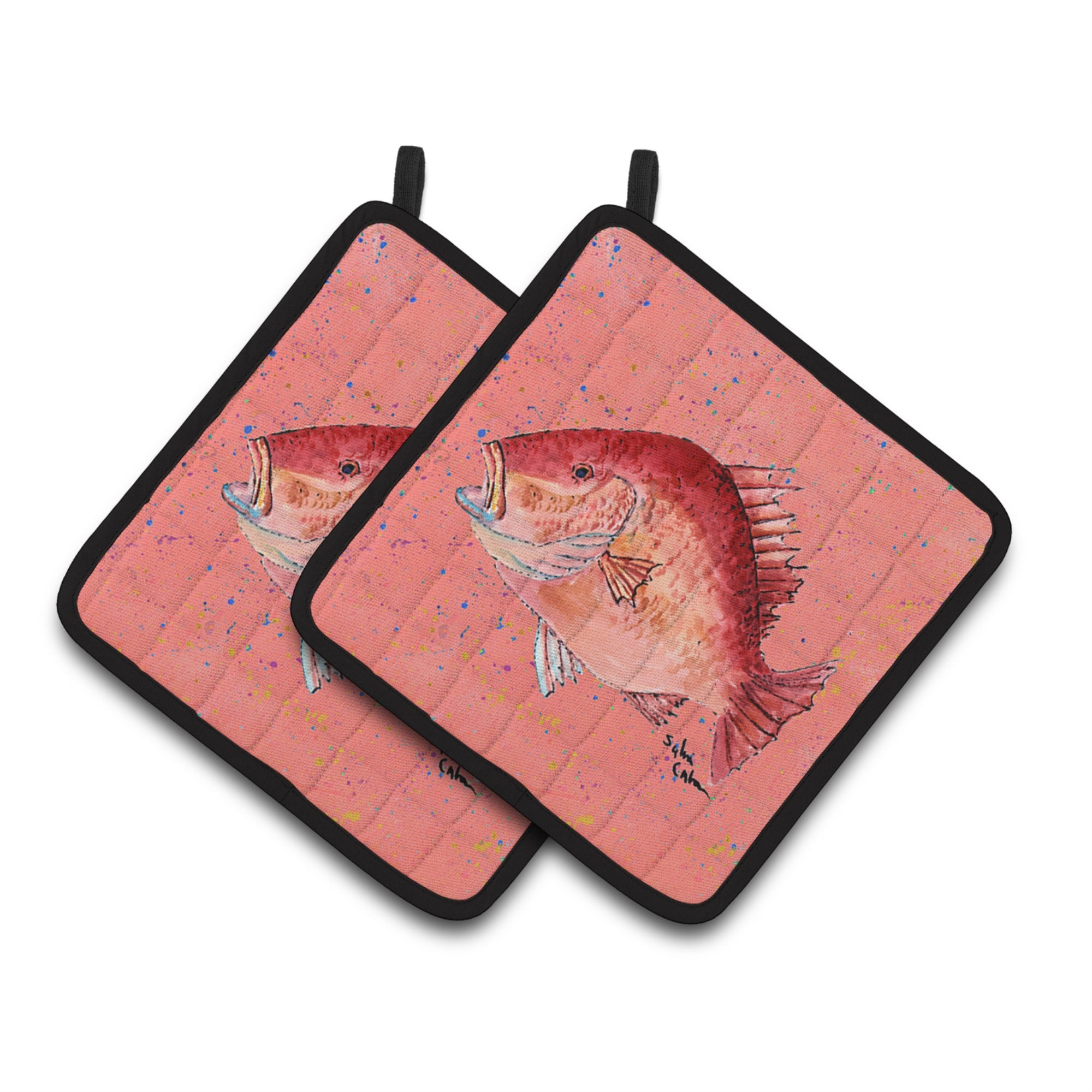 'Caroline'S Treasures Strawberry Snapper Pair Of Pot Holders 8351Pthd, 7.5Hx7.5W, Multicolor''