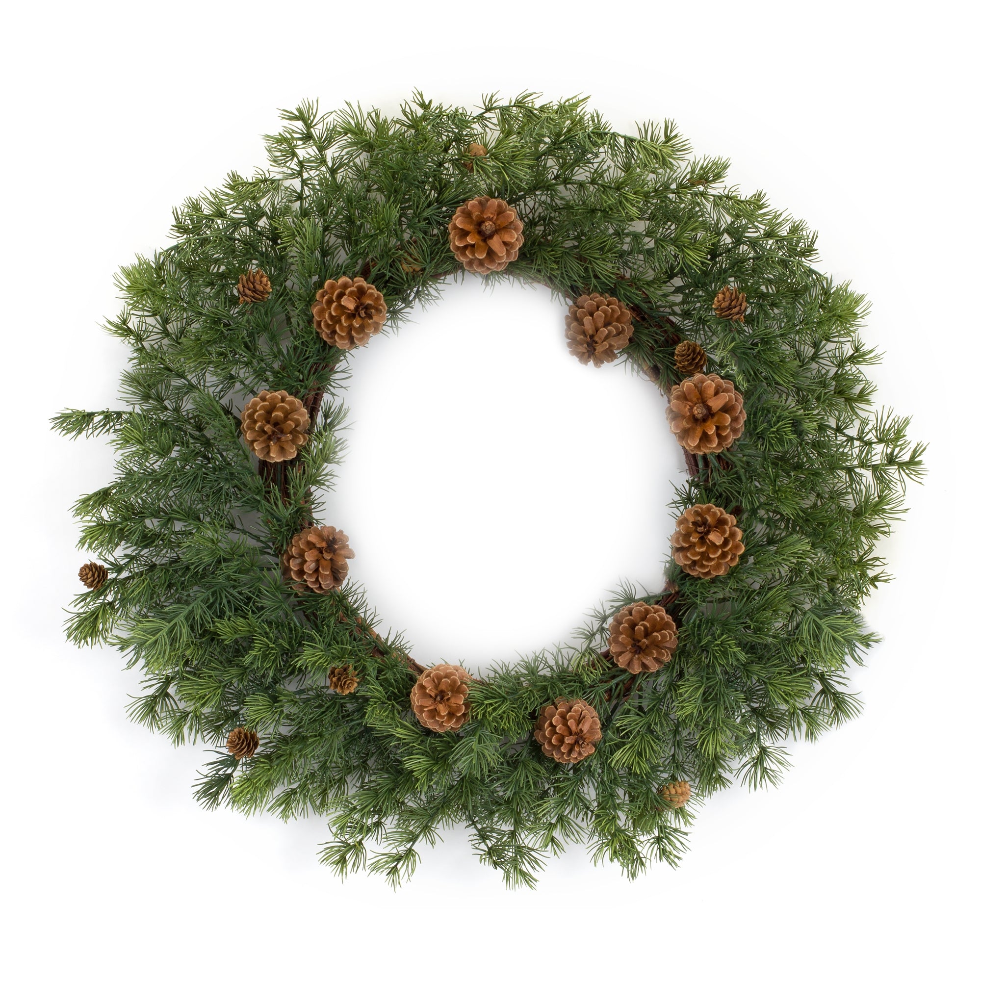 Pine Wreath w/Pine Cones 25.5D Plastic