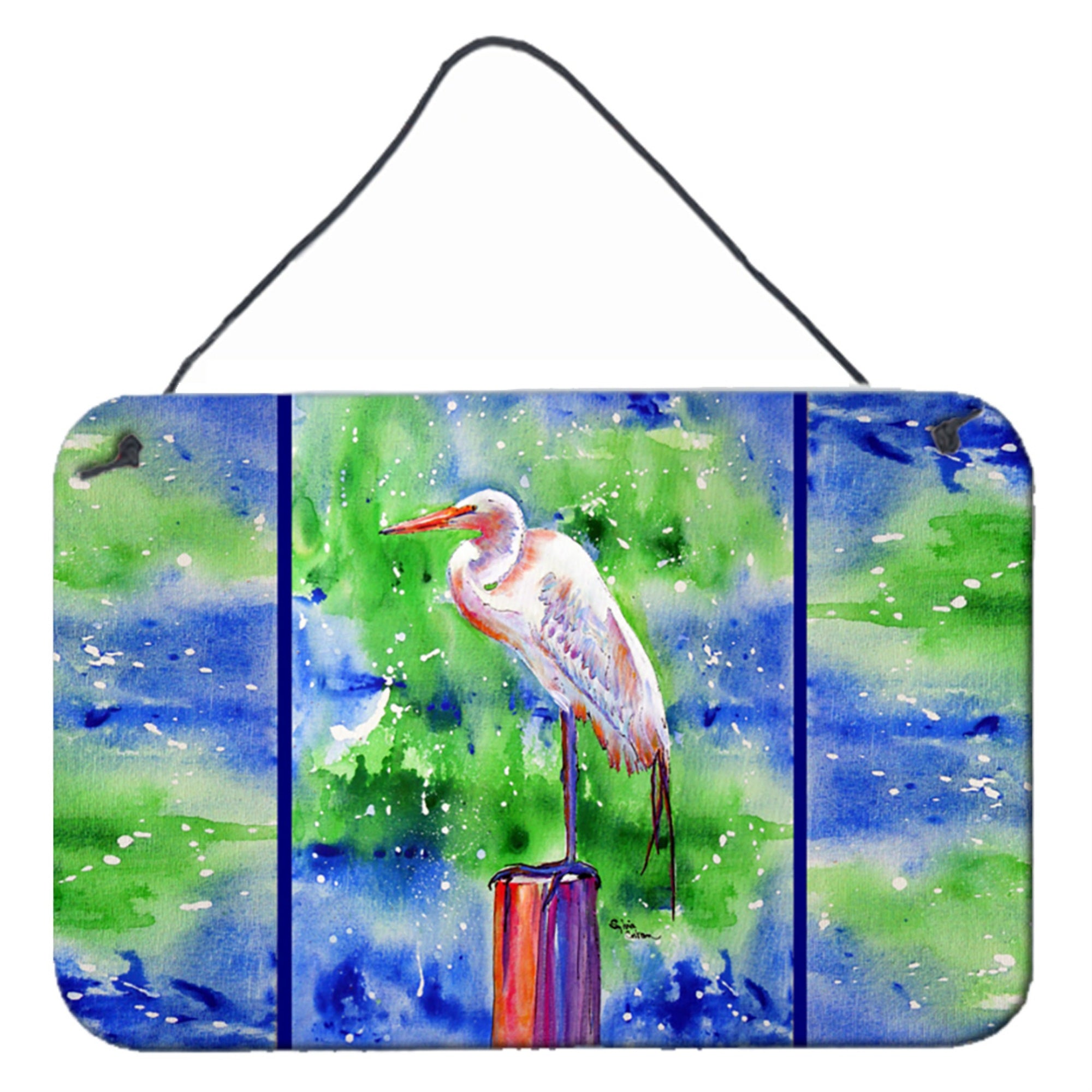 'Caroline'S Treasures Egret Aluminum Metal Wall Or Door Hanging Prints, 8 X 12''''''