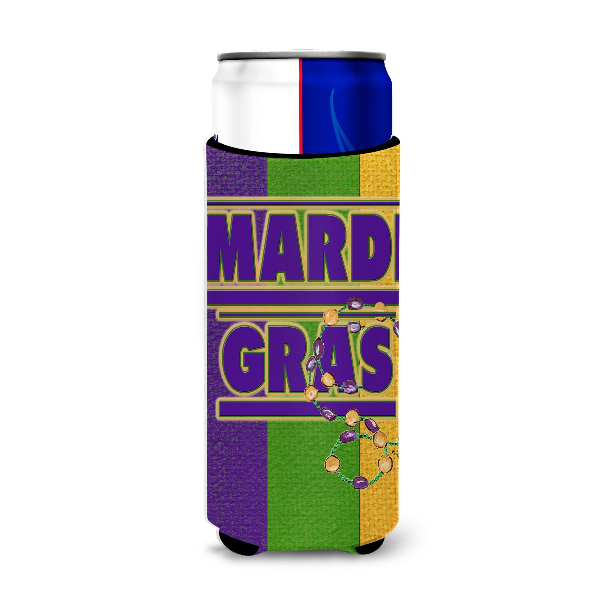 Mardi Gras Ultra Beverage Insulators For Slim Cans 8363Muk
