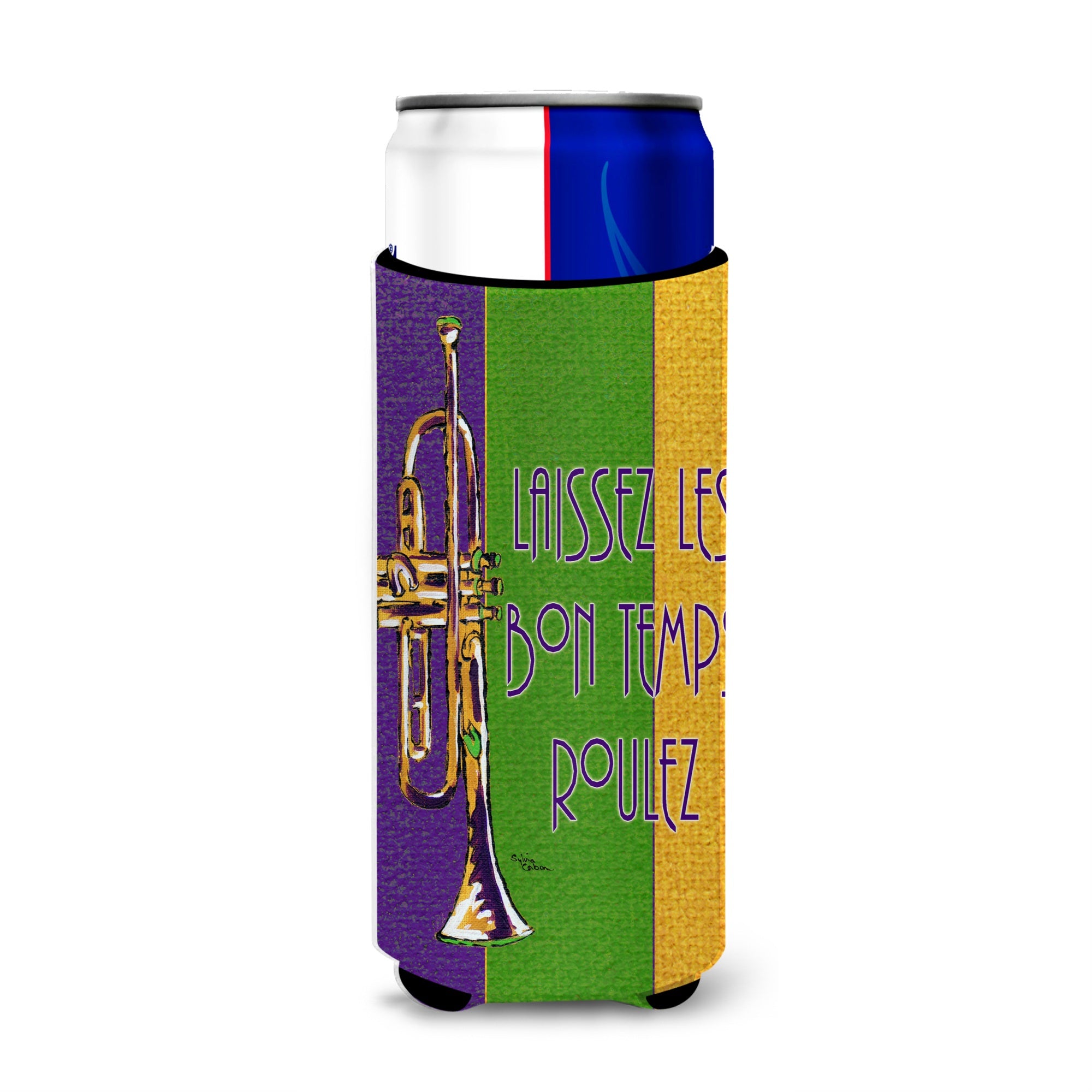 Trumpet Mardi Gras Laissez La Bonne Temps Rouler Ultra Beverage Insulators For Slim Cans 8372Muk