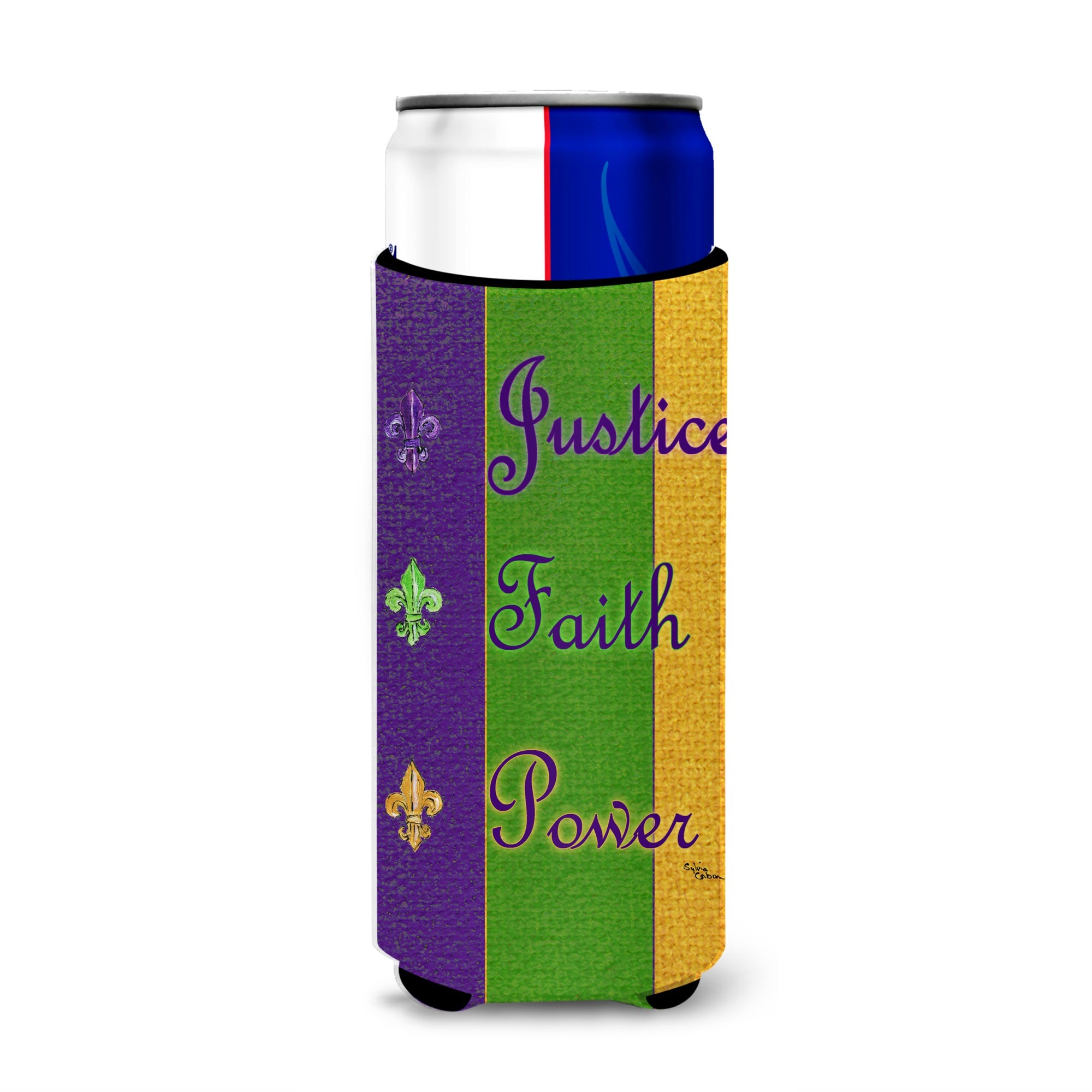 Mardi Gras Peace Faith And Justice Ultra Beverage Insulators For Slim Cans 8374Muk
