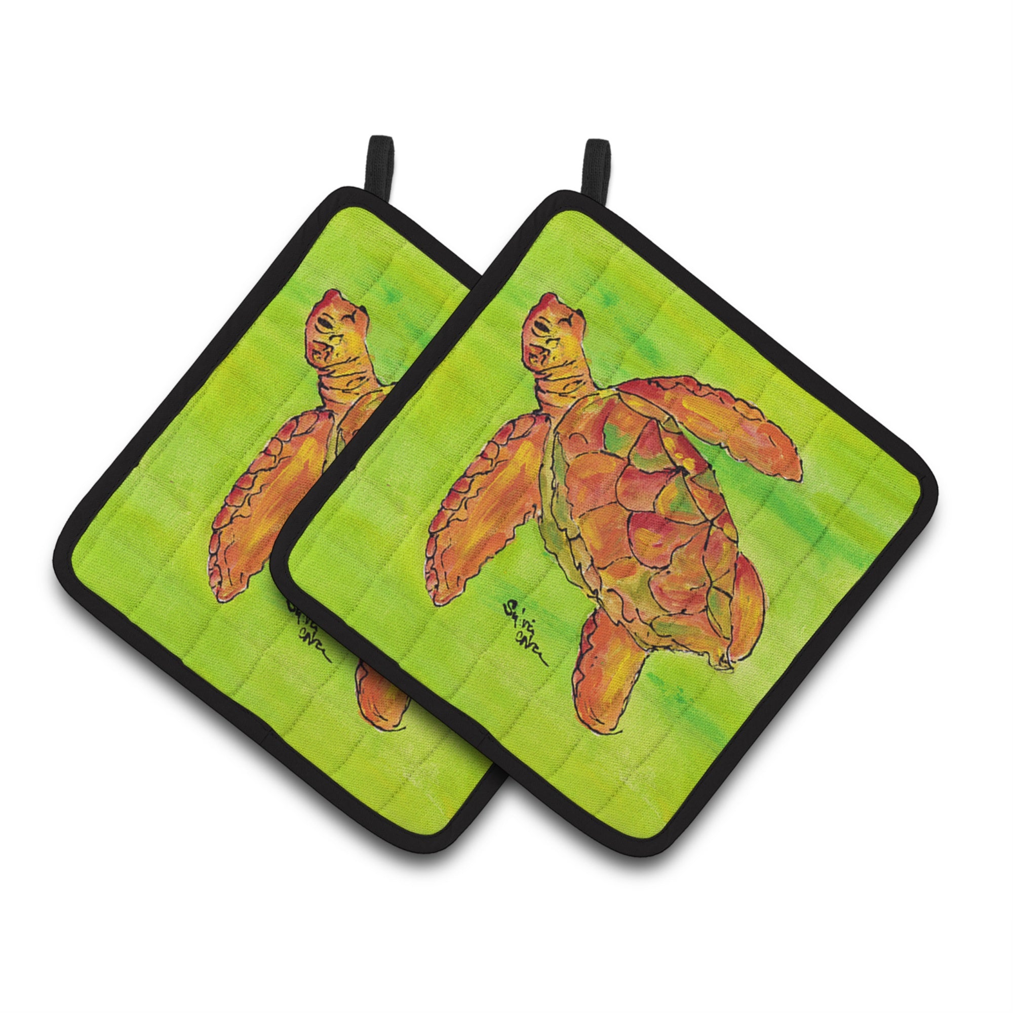 'Caroline'S Treasures Turtle Pair Of Pot Holders 8376Pthd, 7.5Hx7.5W, Multicolor''