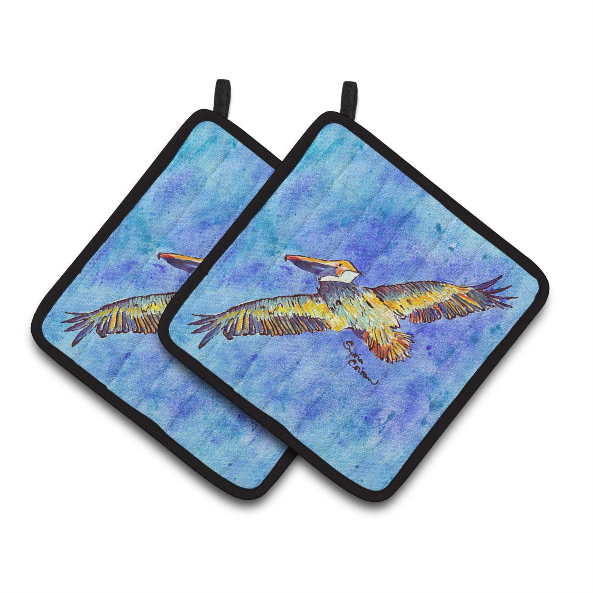 'Caroline'S Treasures Pelican Pair Of Pot Holders 8377Pthd, 7.5Hx7.5W, Multicolor''