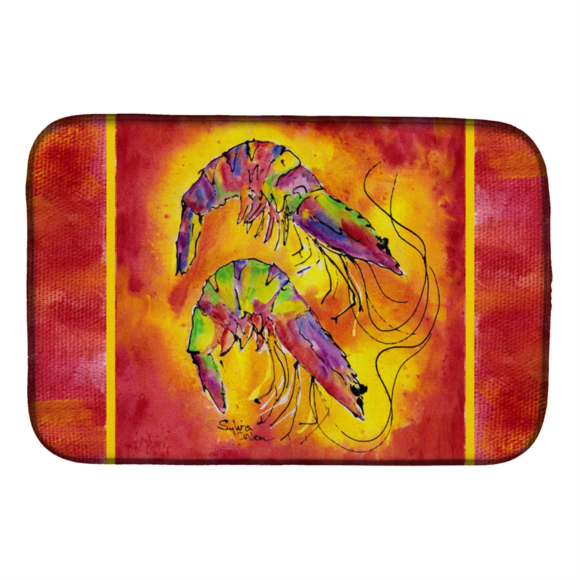 'Caroline'S Treasures Bright Shrimp On Red Dish Drying Mat, 14 X 21, Multicolor''
