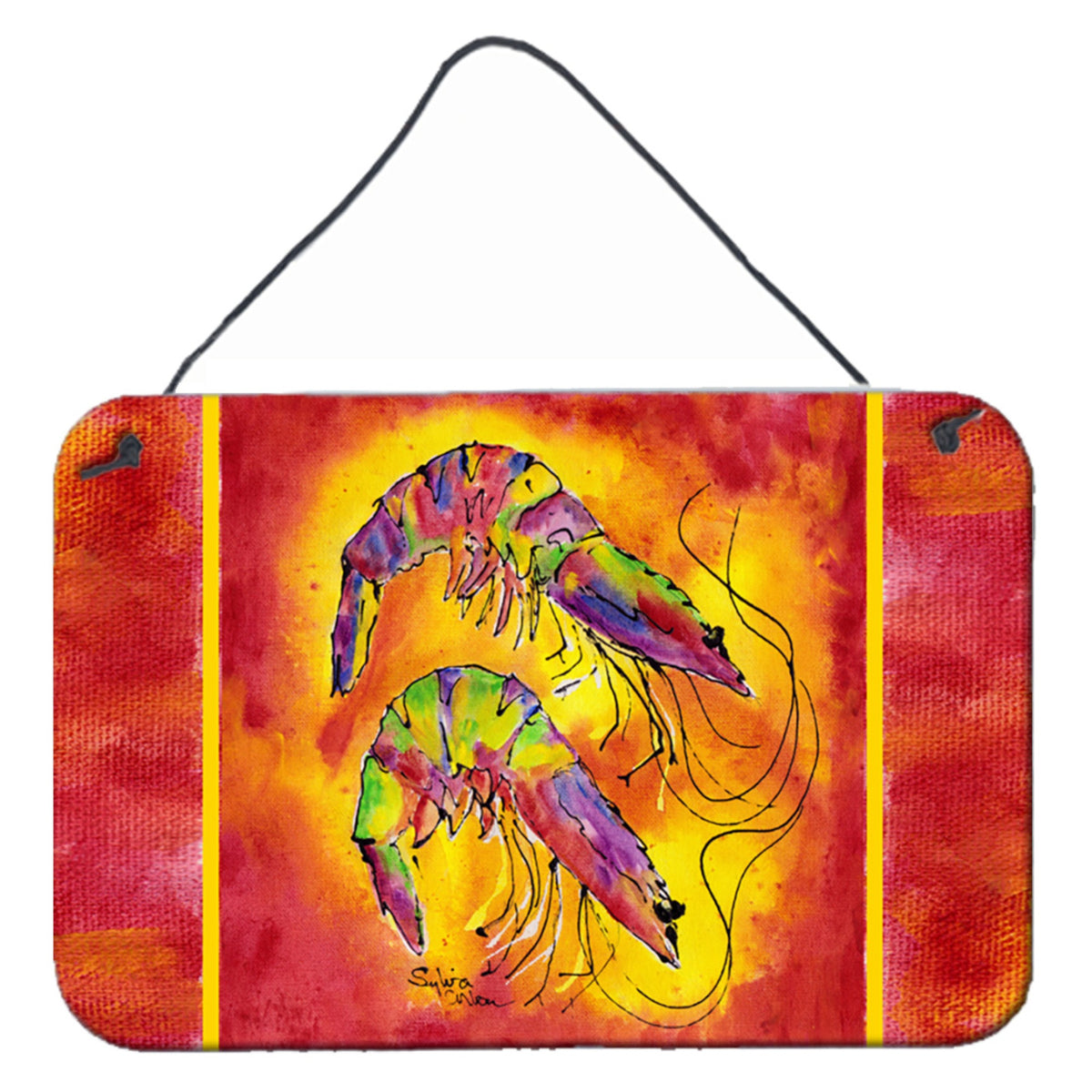 'Caroline'S Treasures Bright Shrimp On Red Aluminum Metal Wall Or Door Hanging Prints, 8 X 12''''''