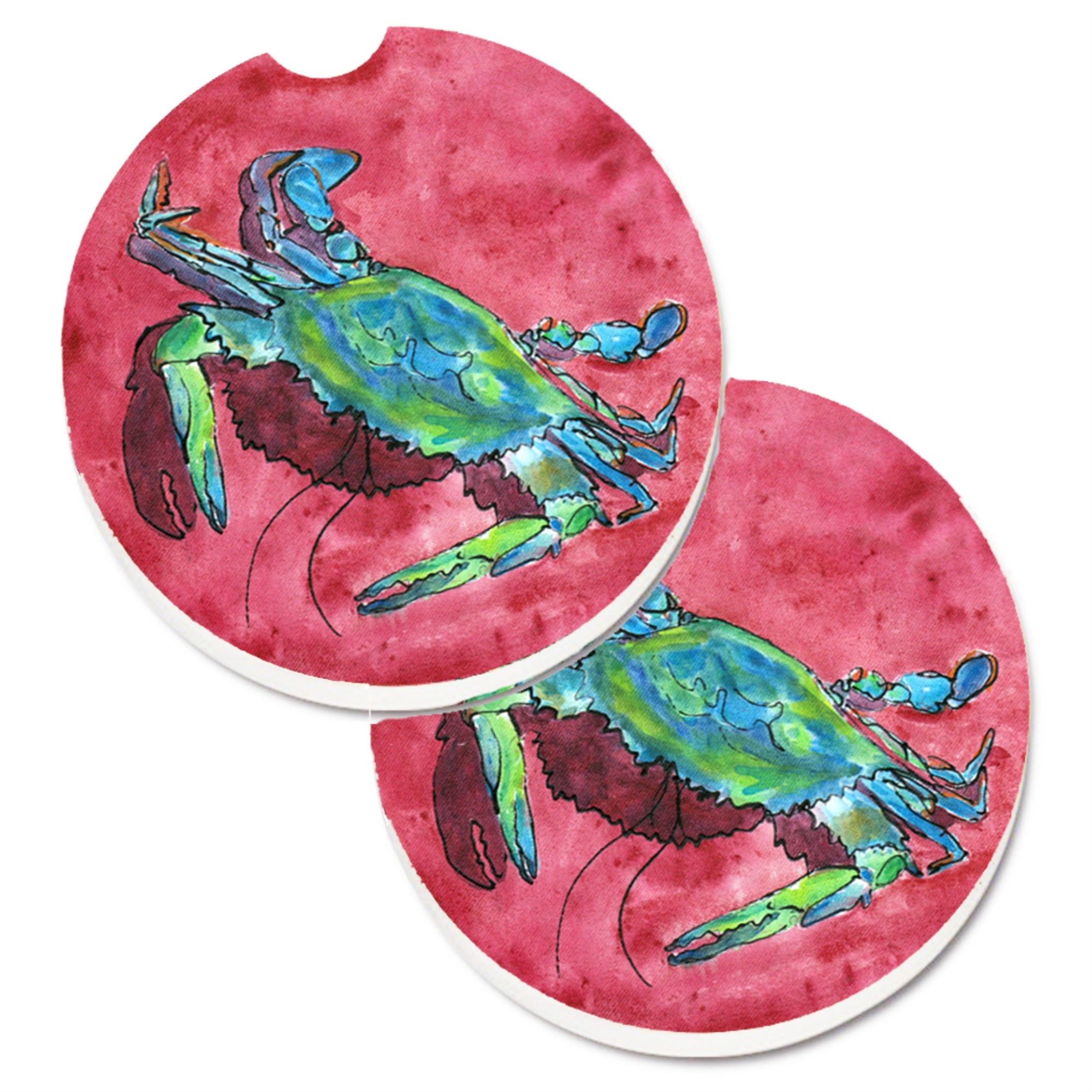 'Caroline'S Treasures Crab Set Of 2 Cup Holder Car Coasters 8379Carc, 2.56, Multicolor''