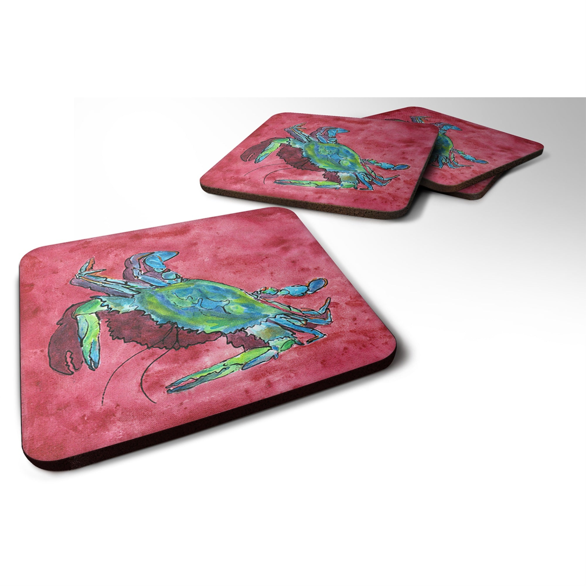 'Caroline'S Treasures 8379Fc Crab Foam Coasters (Set Of 4), 3.5'''' H X 3.5'''' W, Multicolor''