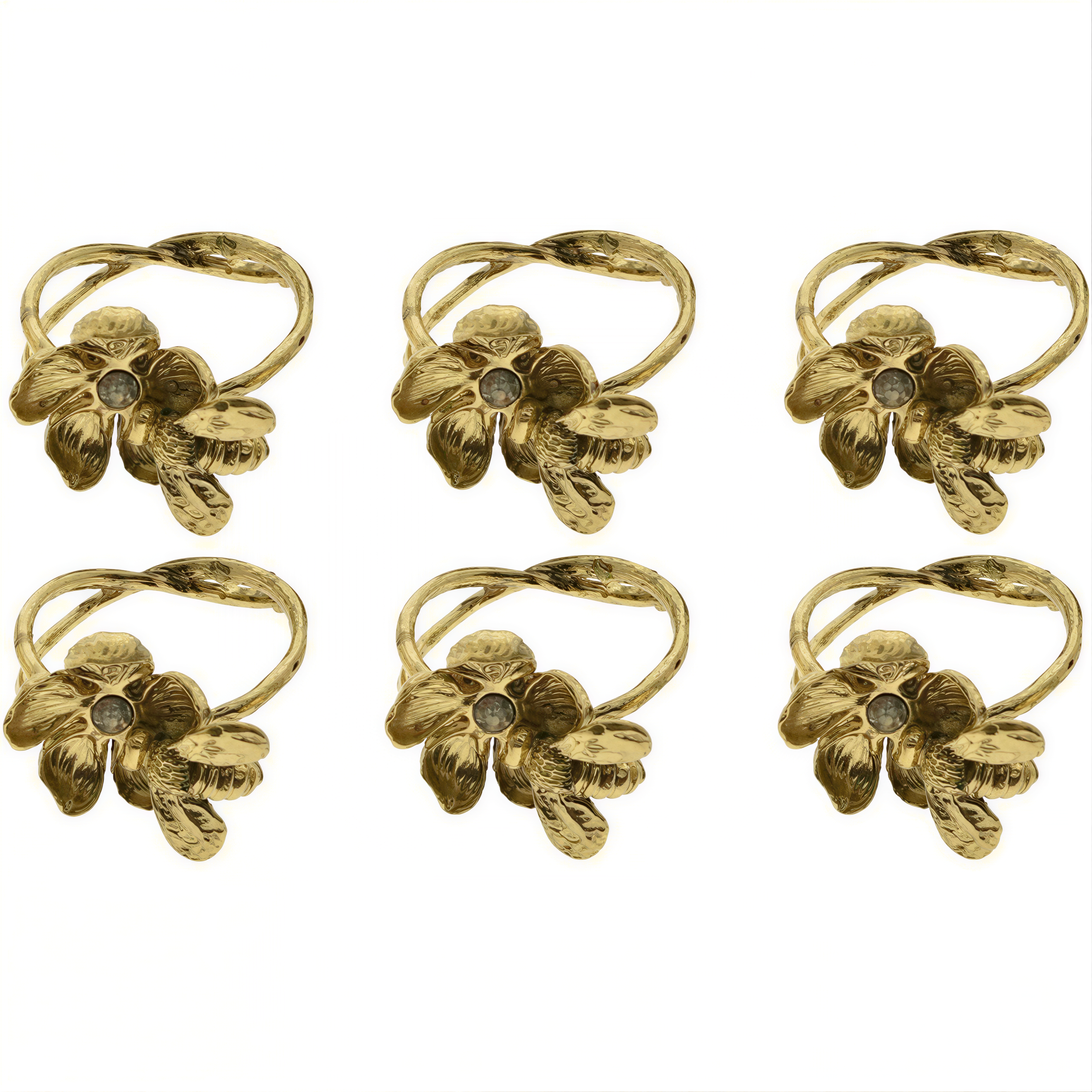 Gold Bee Napkin Rings - Elegant Rust Resistant Napkin Ring Set of 4 for Table Decor