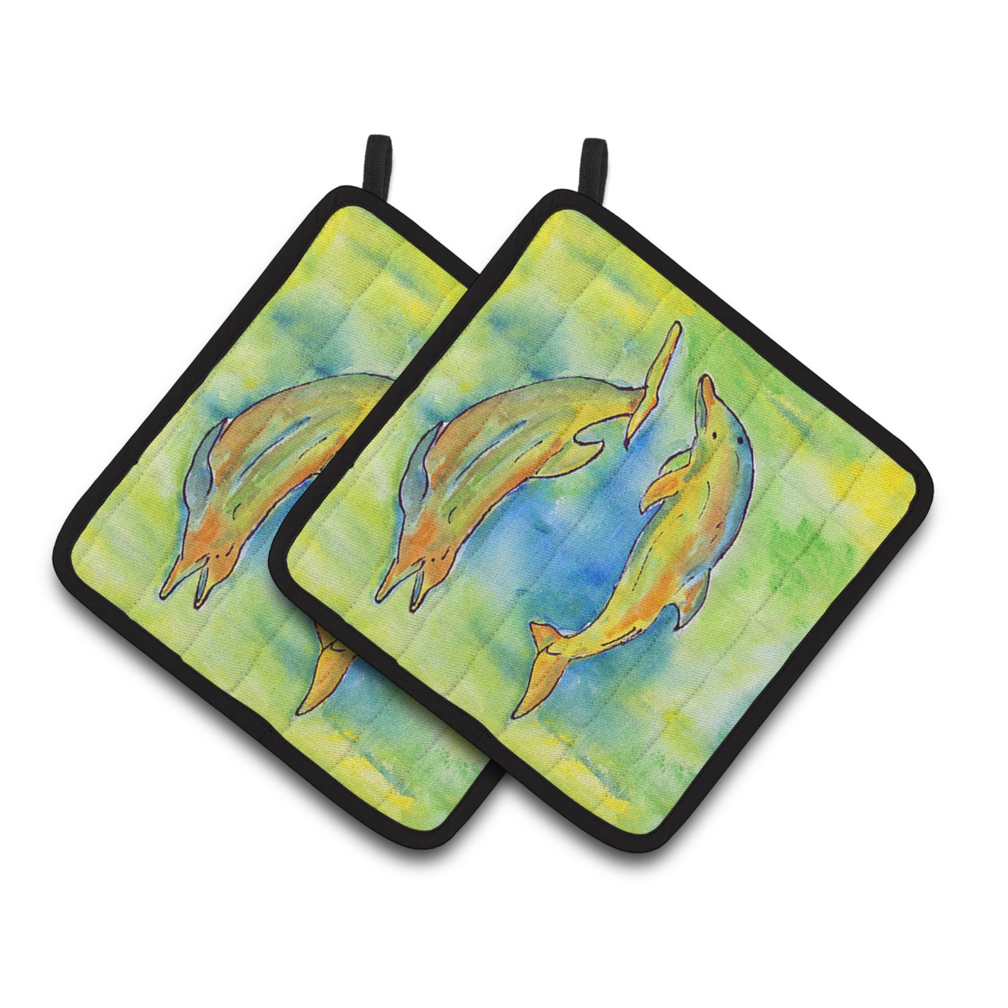 'Caroline'S Treasures Dolphin Pair Of Pot Holders 8380Pthd, 7.5Hx7.5W, Multicolor''
