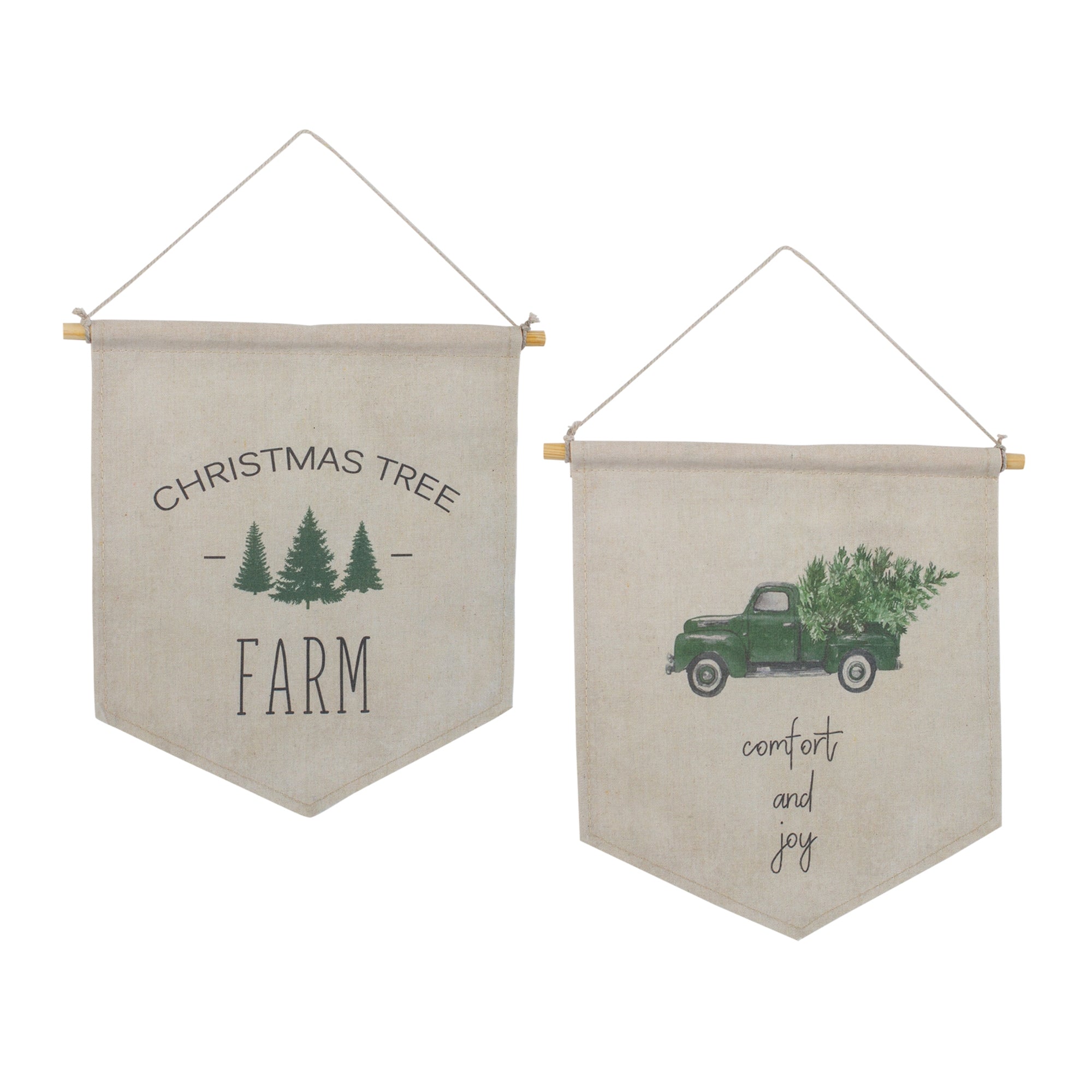 Christmas Banner (Set of 2) 11.25L x 11.75H Canvas/Wood