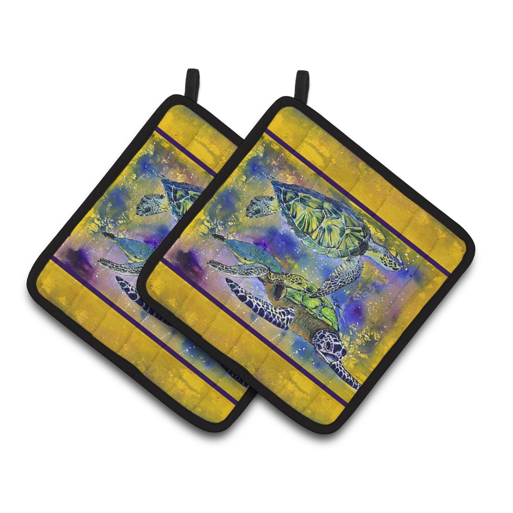 'Caroline'S Treasures Turtle Pair Of Pot Holders 8394Pthd, 7.5Hx7.5W, Multicolor''
