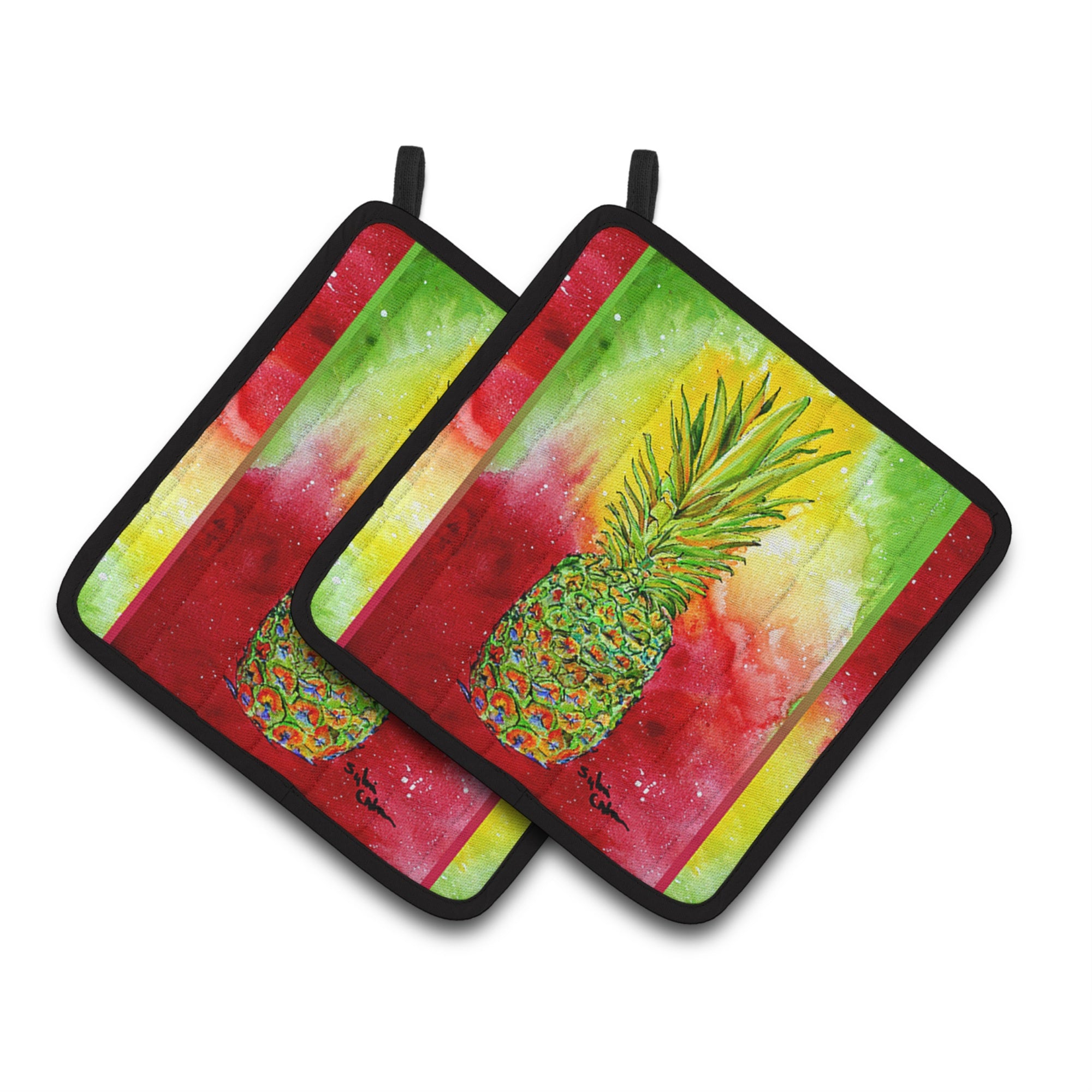 'Caroline'S Treasures Pineapple Pair Of Pot Holders 8395Pthd, 7.5Hx7.5W, Multicolor''
