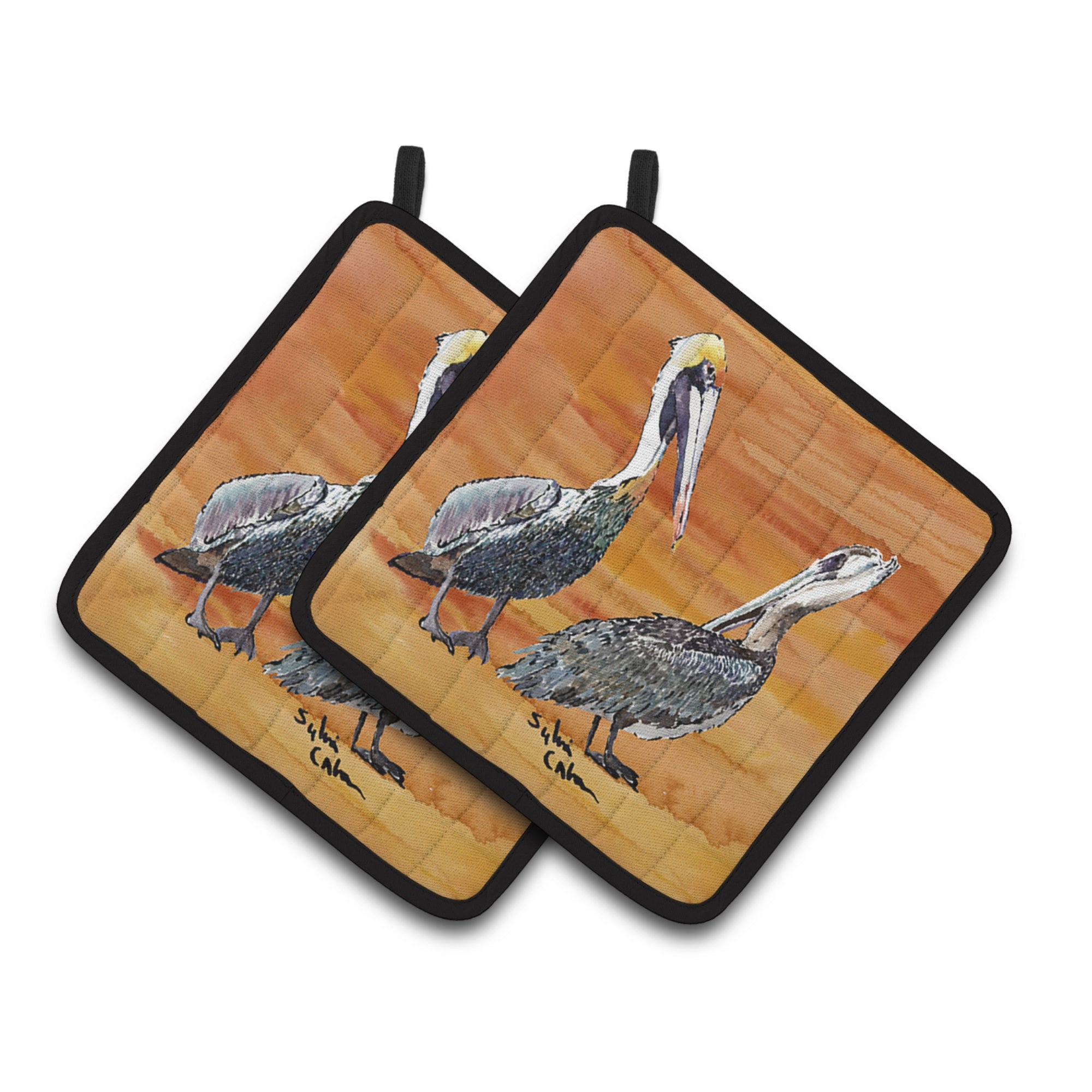 'Caroline'S Treasures Pelican Pair Of Pot Holders 8407Pthd, 7.5Hx7.5W, Multicolor''